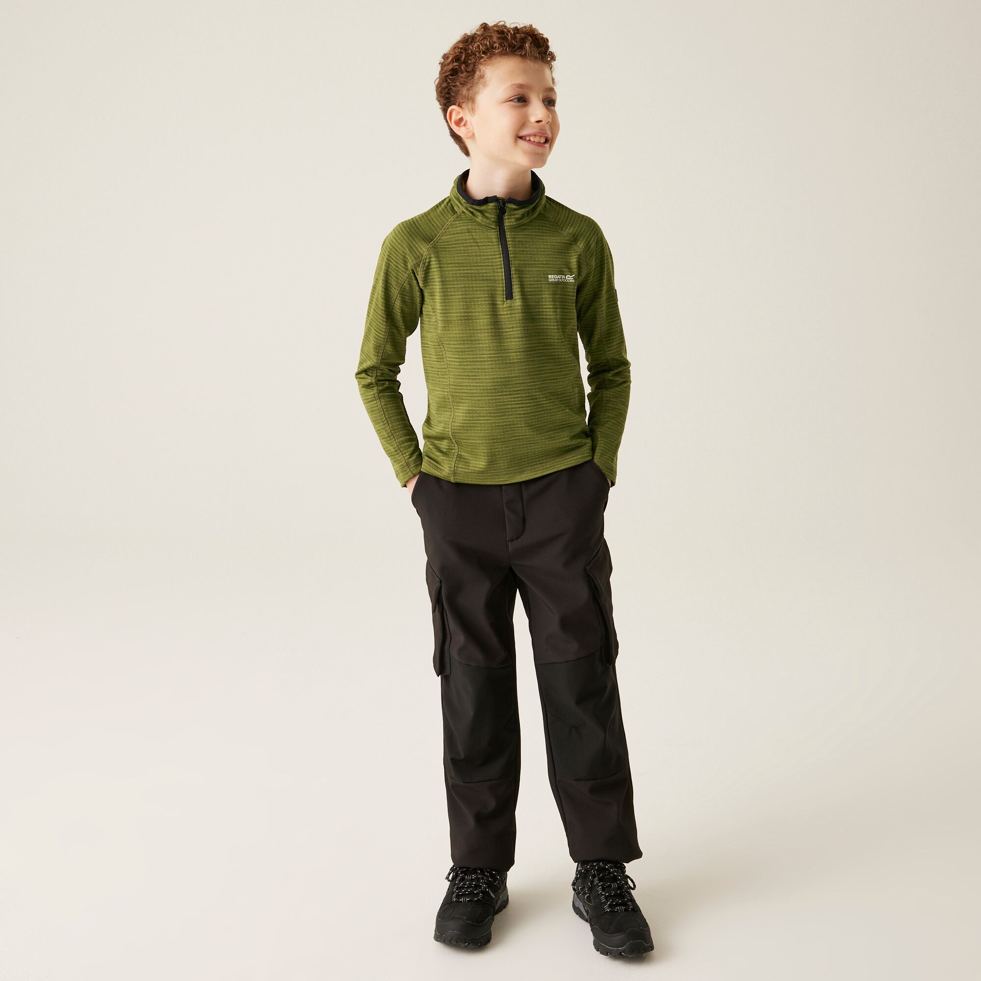 Kids' Berley Half Zip Fleece | Nephrite Green Black