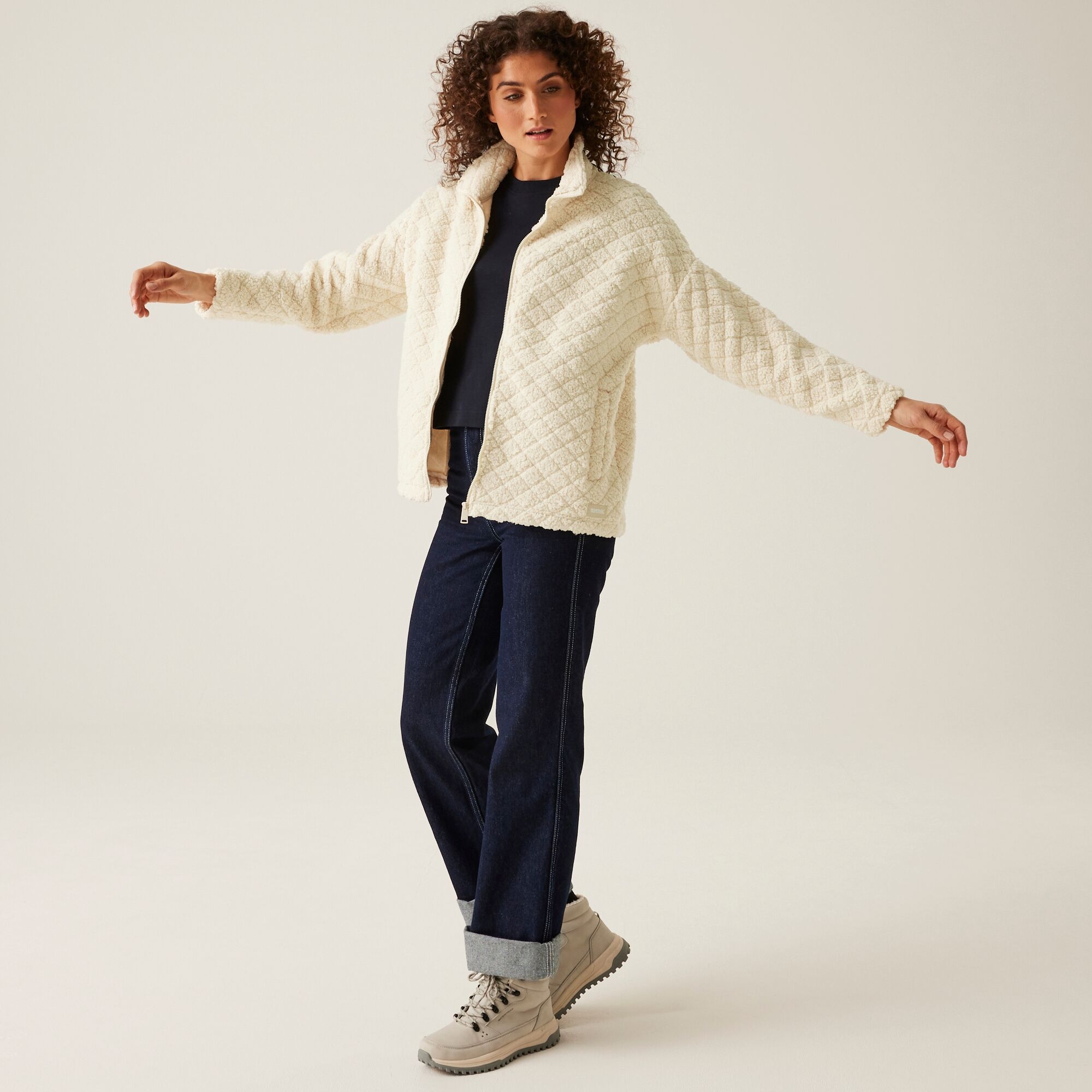 Women's Apphia Full Zip Fluffy Fleece | Light Vanilla
