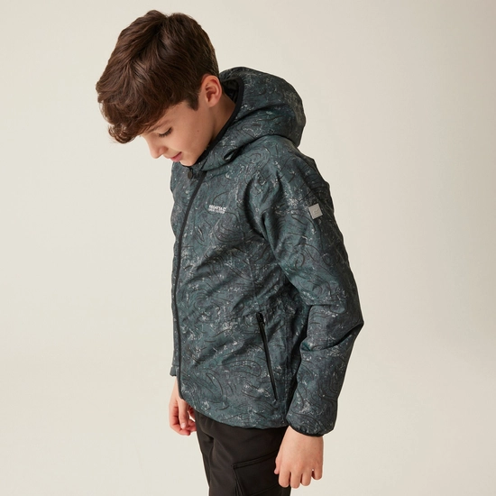 Kids' Volcanics VIII Reflective Jacket | Seal Grey Terrain Print