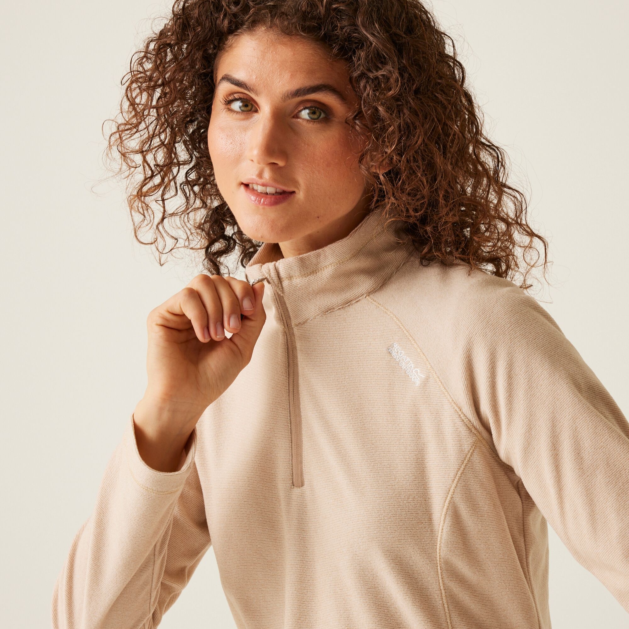 Women's Montes Lightweight Half-Zip Fleece | Warm Taupe Blanc De Blanc