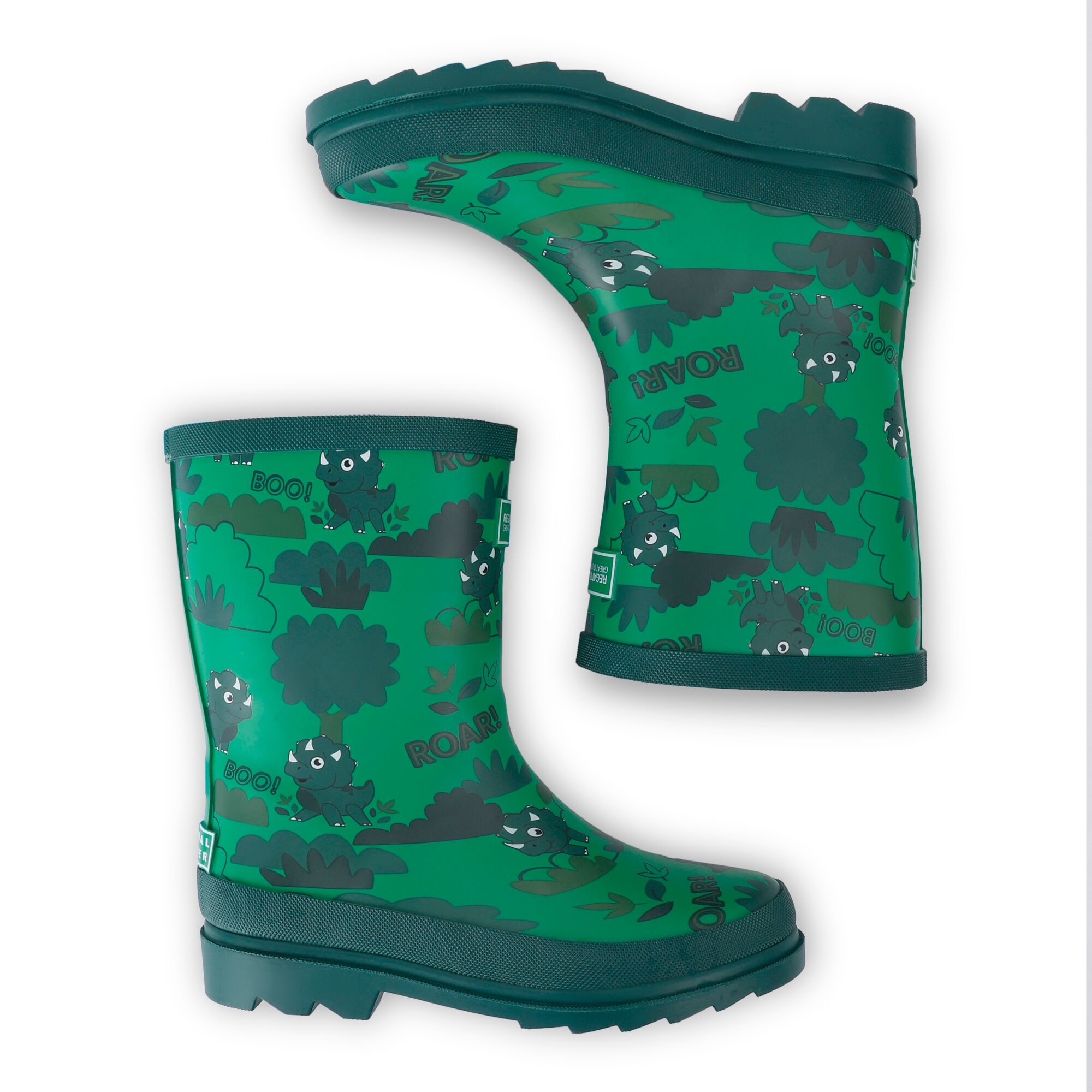 Kids' Mudplay II wellies | Stompy the Dinosaur Print Green