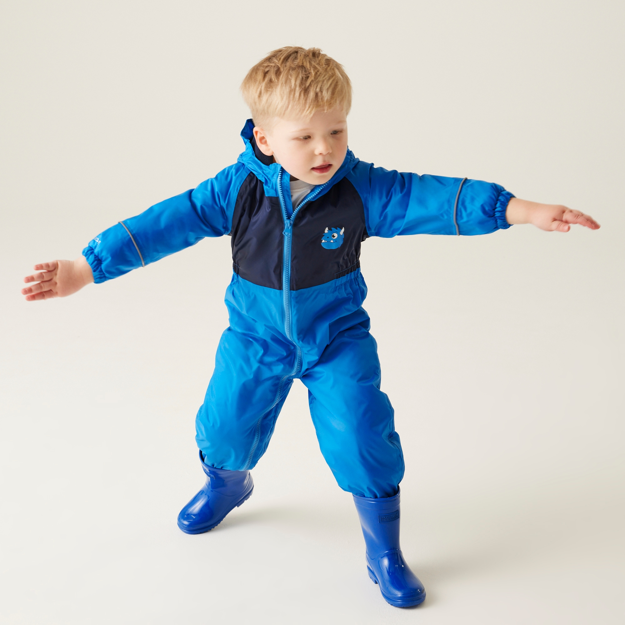 Kids' Mudplay III Waterproof Puddle Suit | Spike The Monster Hydro Blue