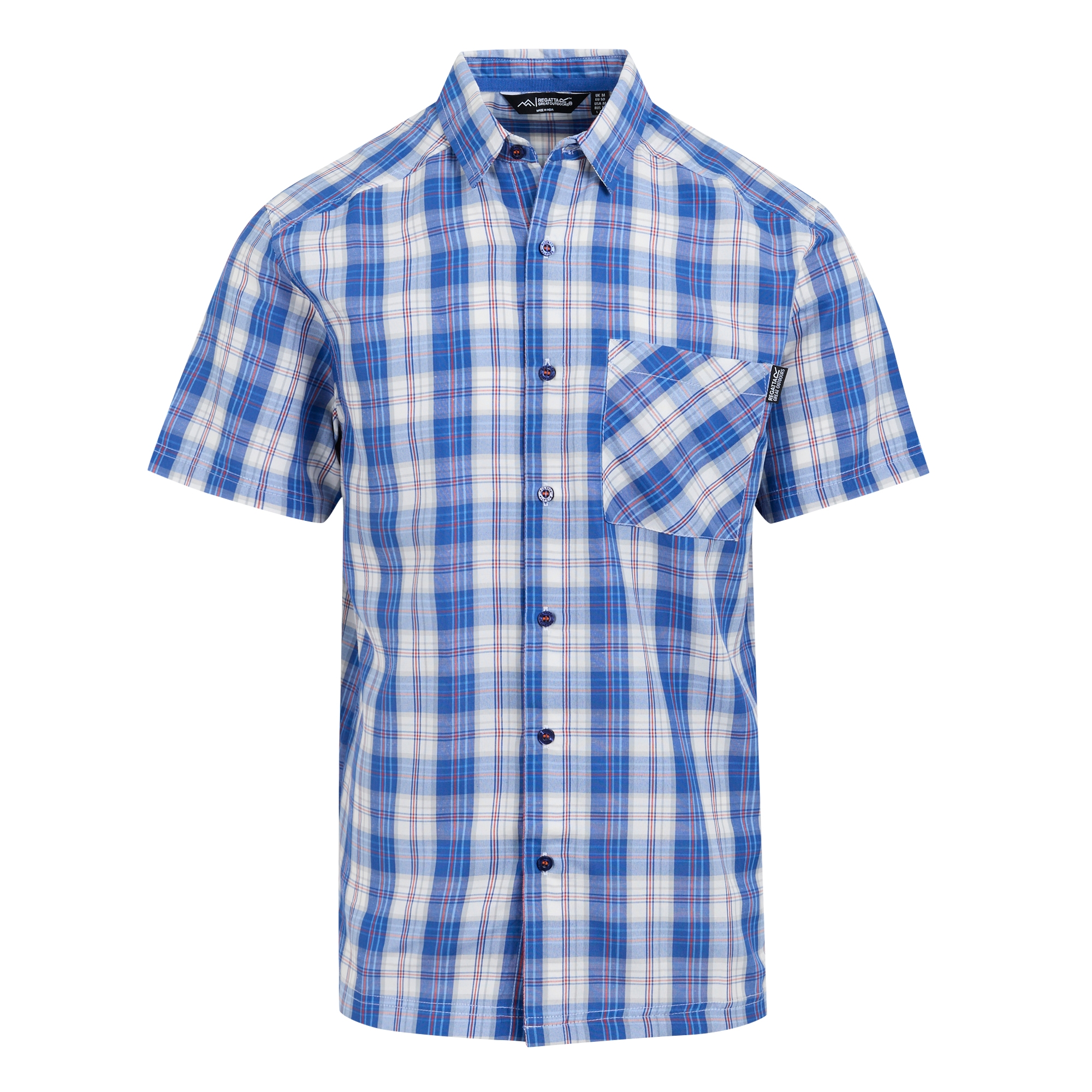 Men's Mindano IX Short Sleeve Shirt | White Olympian Blue Check