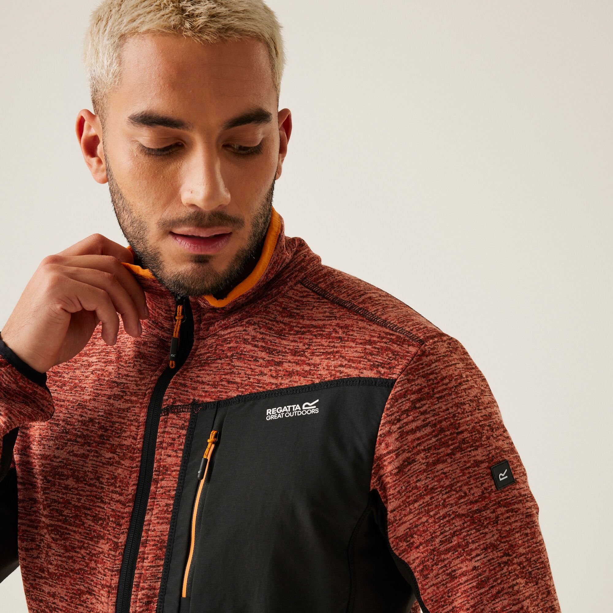Men's Baslinn Full Zip Fleece | Red Ochre Marl Black