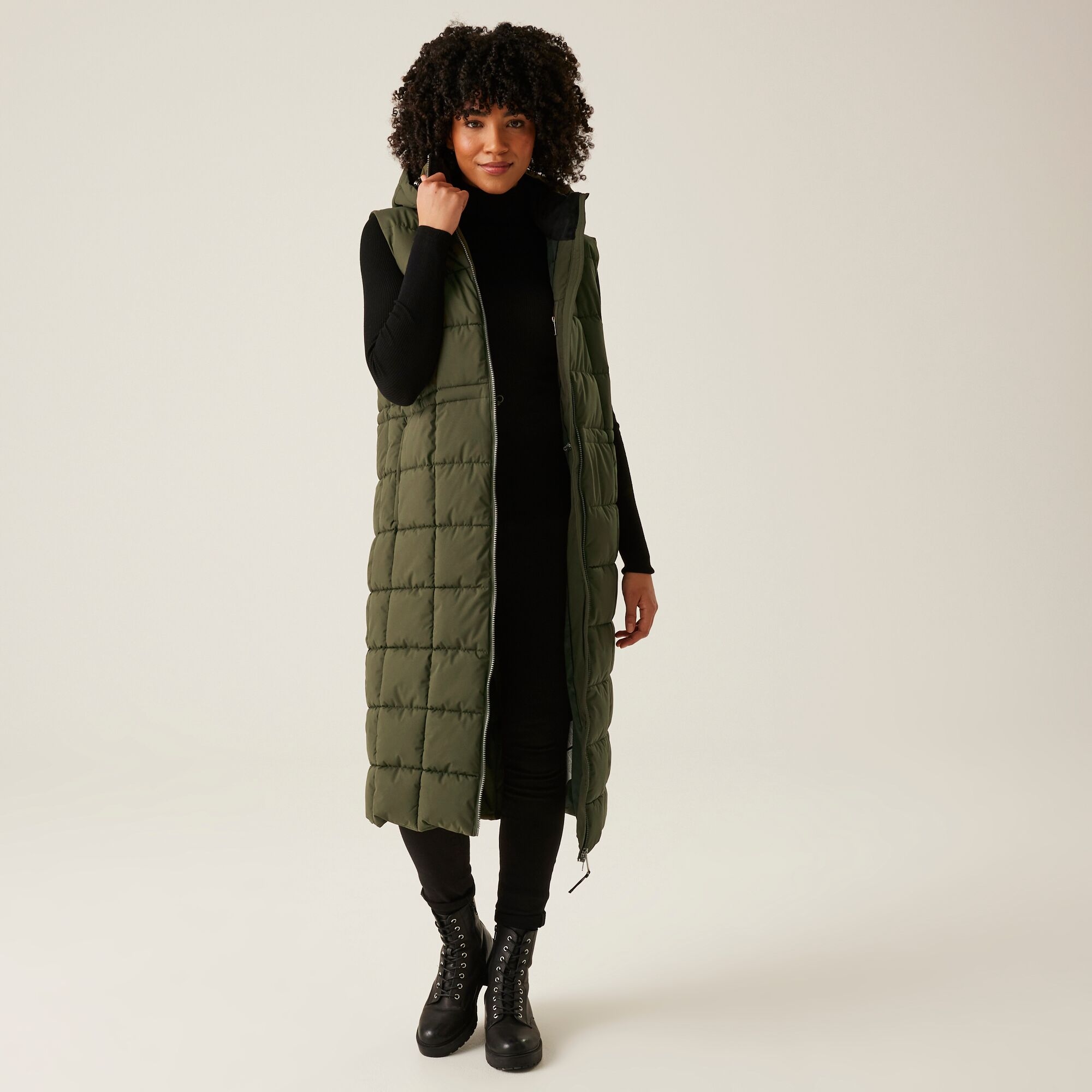 Women's Leandra Longline Gilet | Dark Khaki
