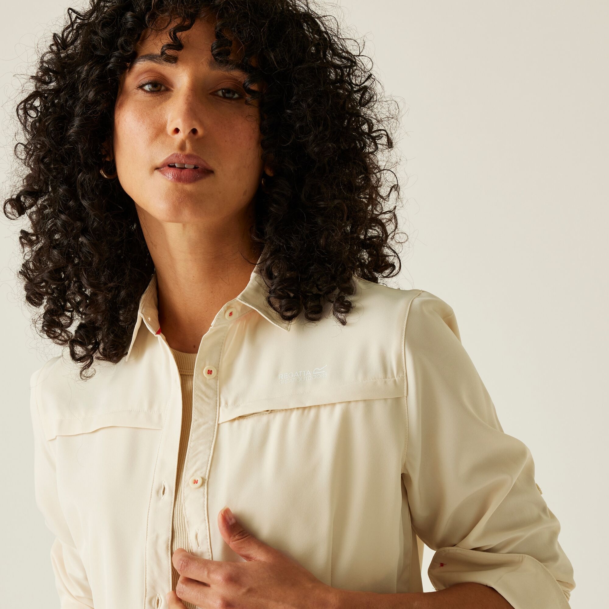 Women's Travel Packaway Long Sleeve Shirt | Light Vanilla Solid