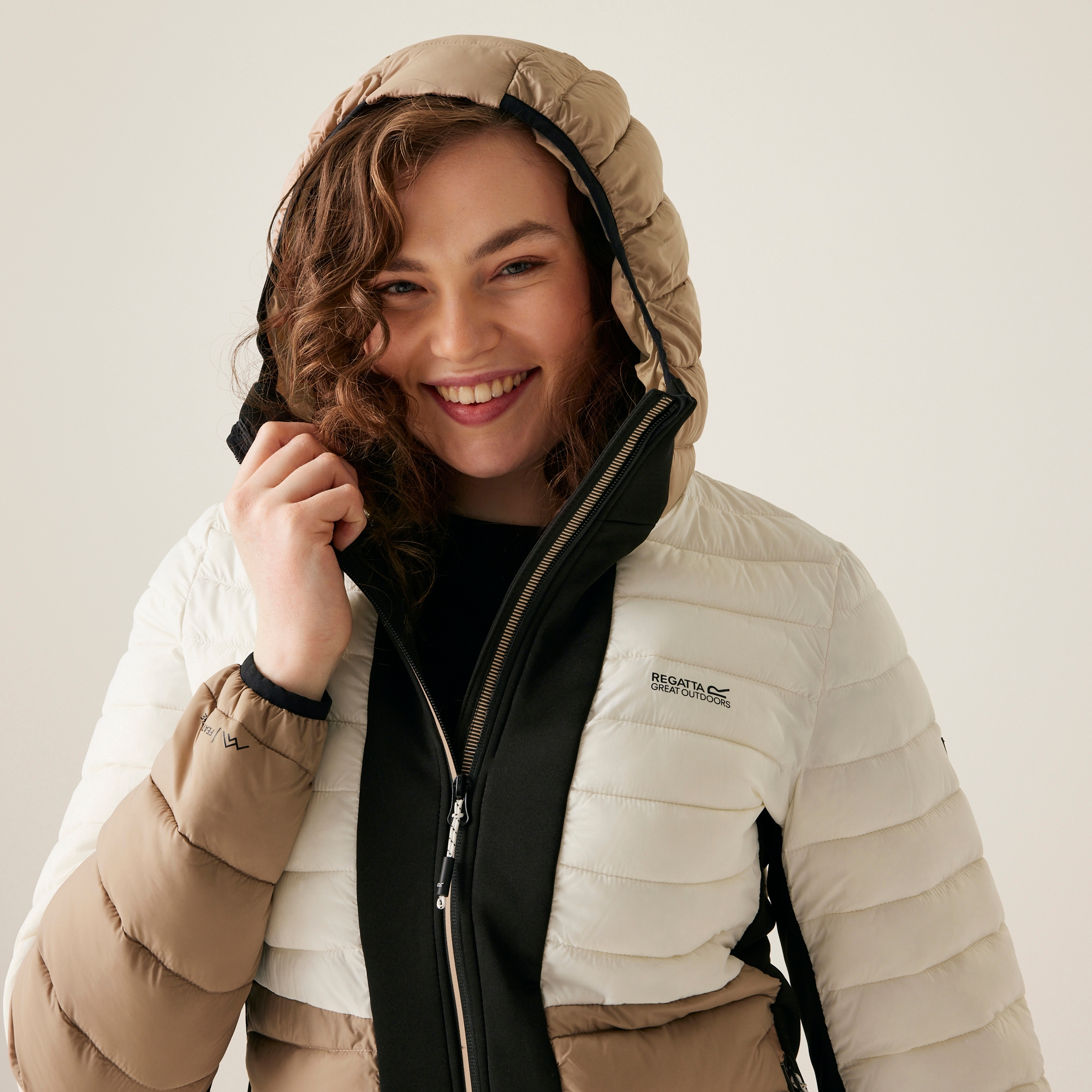 Women's Leedre Hooded Hybrid Jacket | Black Warm Taupe