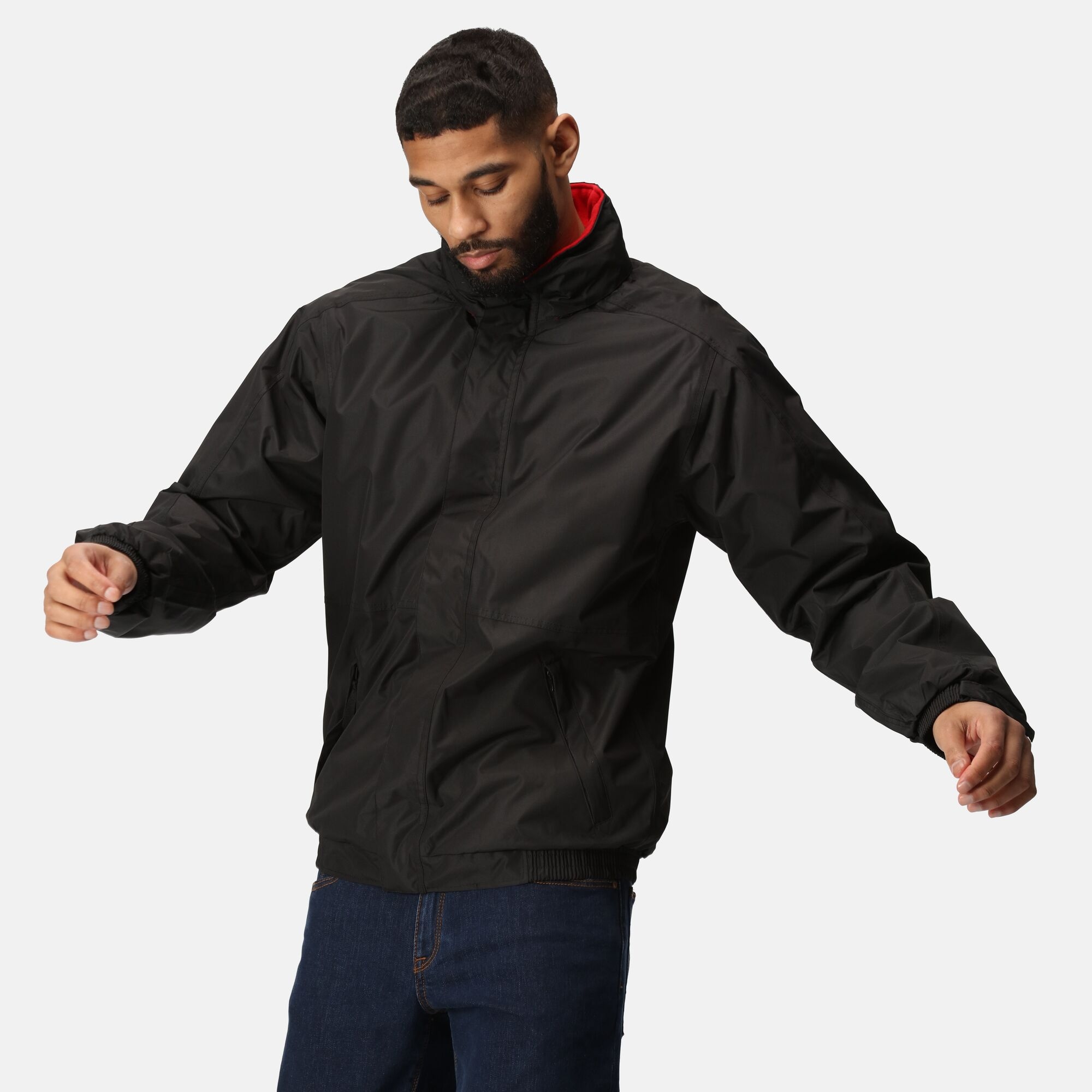 Men's Dover Fleece Lined Waterproof Insulated Bomber Jacket | Black Classic Red