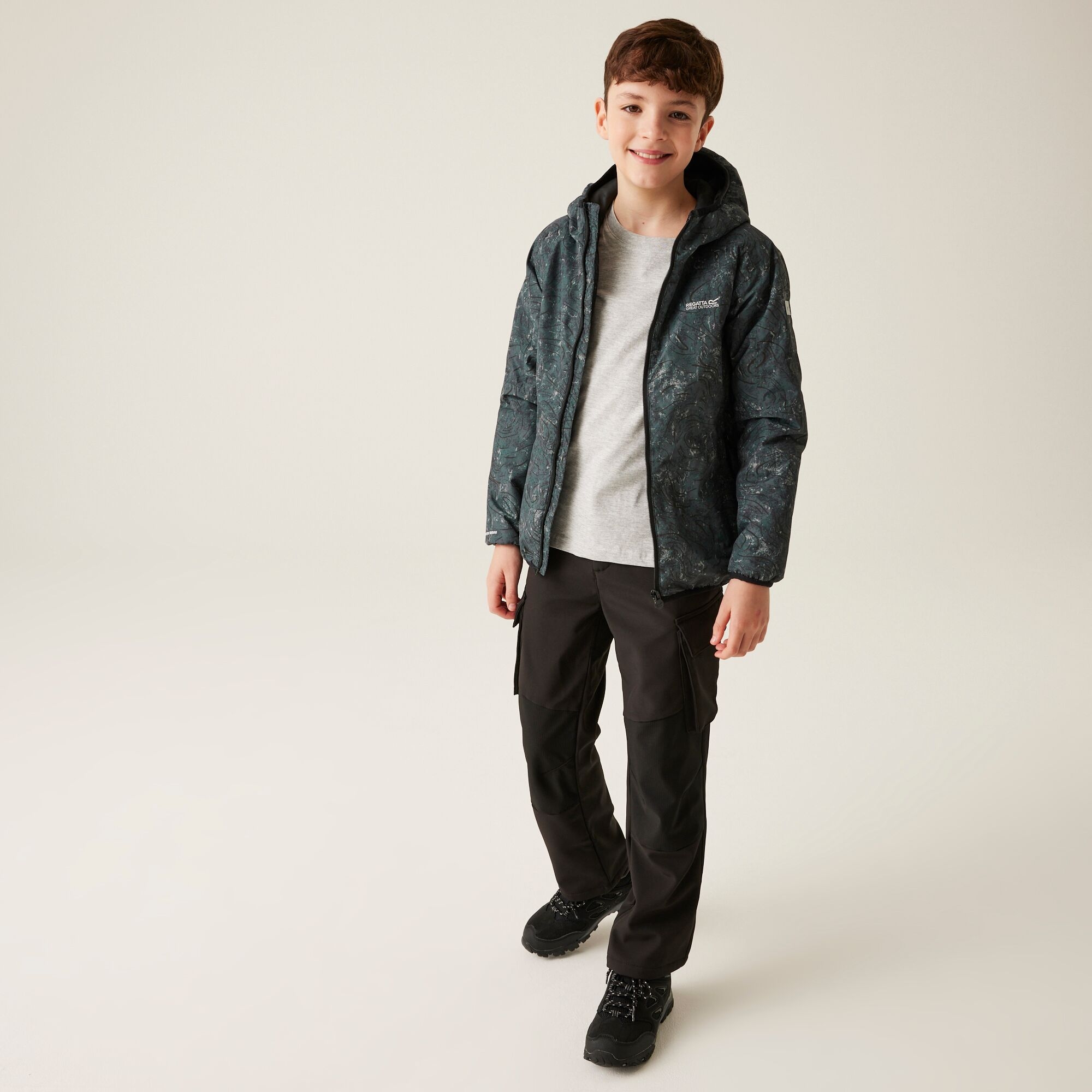 Kids' Volcanics VIII Reflective Jacket | Seal Grey Terrain Print