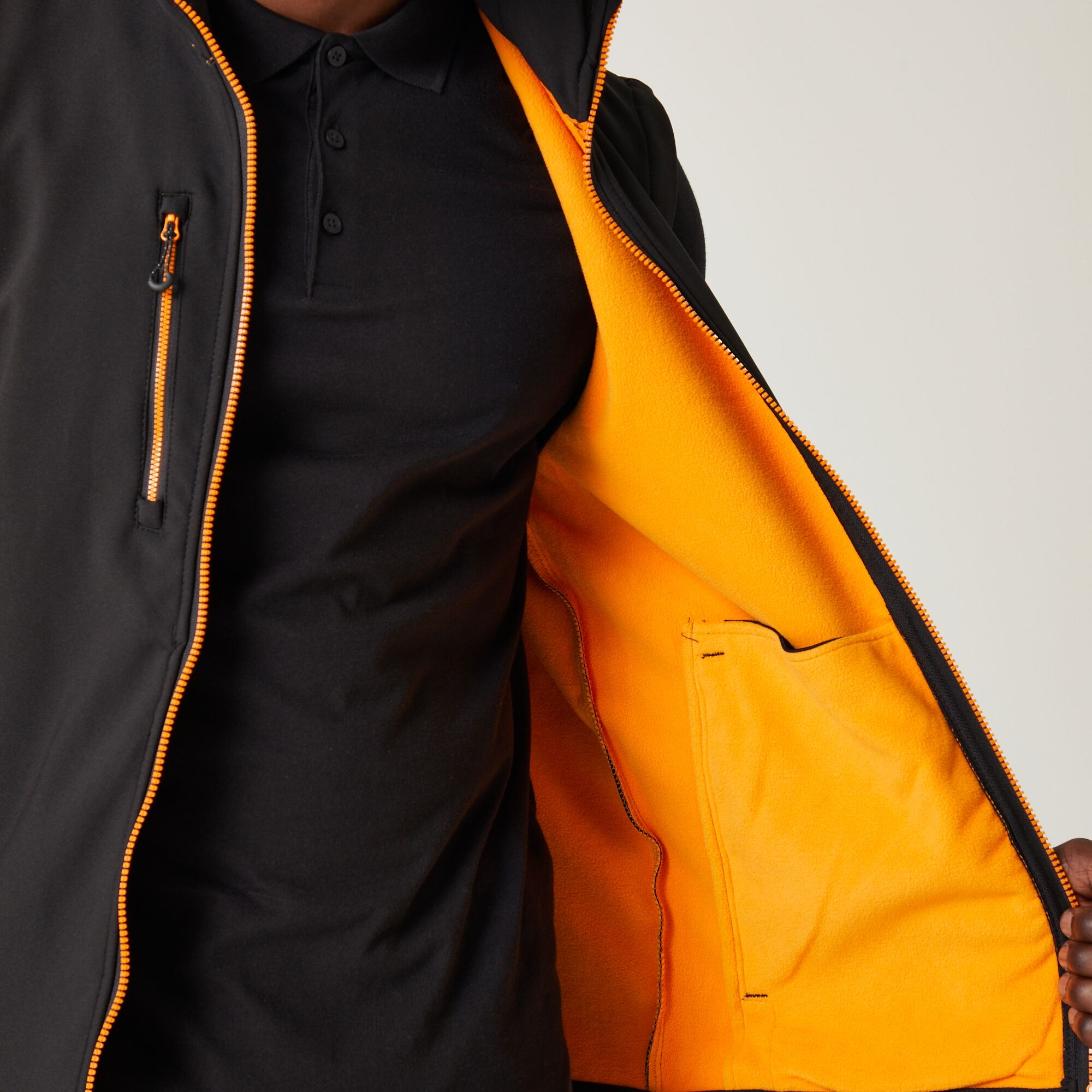 Men's Navigate 2 Layer Softshell Bodywarmer | Black Orange Pop