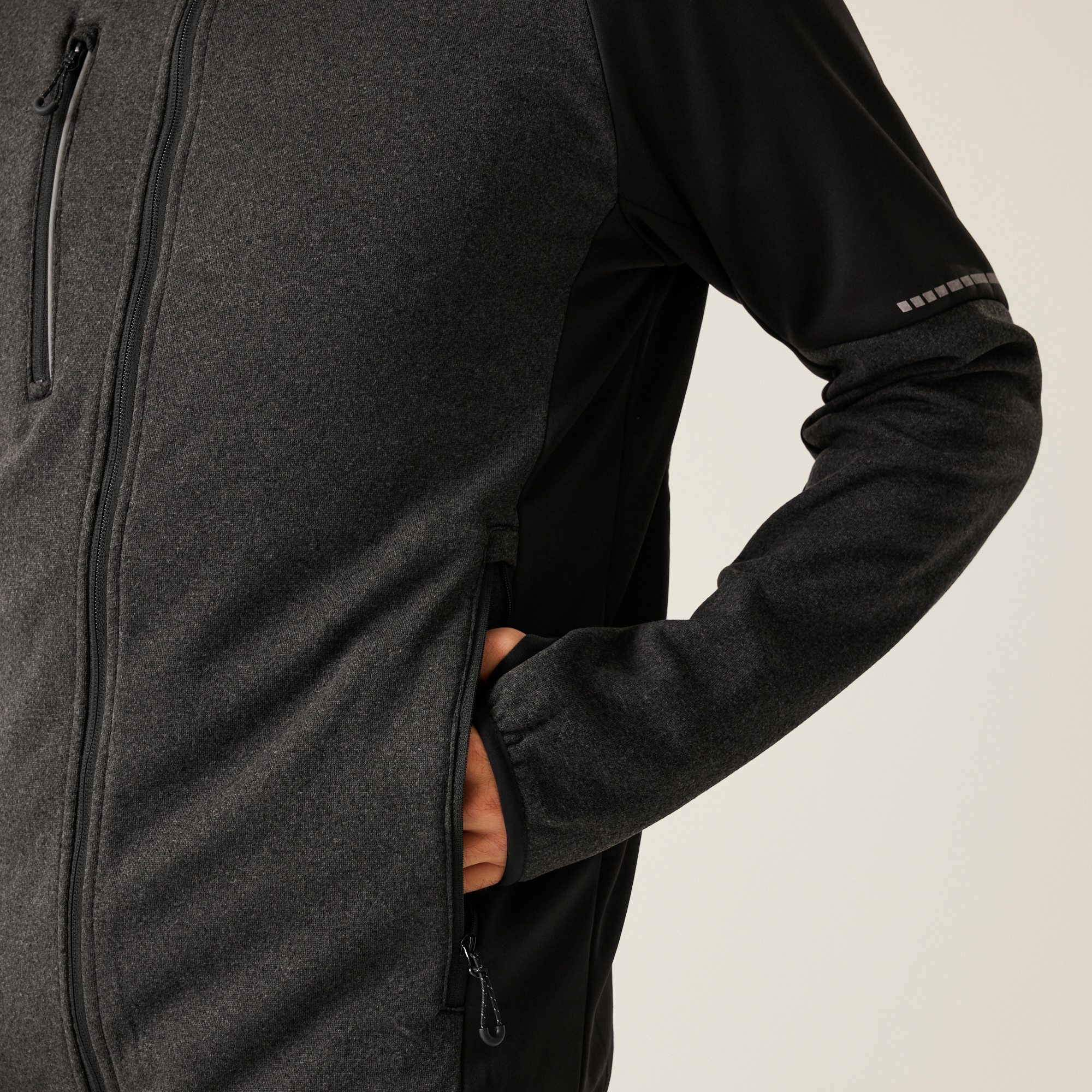 Men's X-Pro Coldspring II Hybrid Full Zip Hooded Fleece | Grey Marl Black
