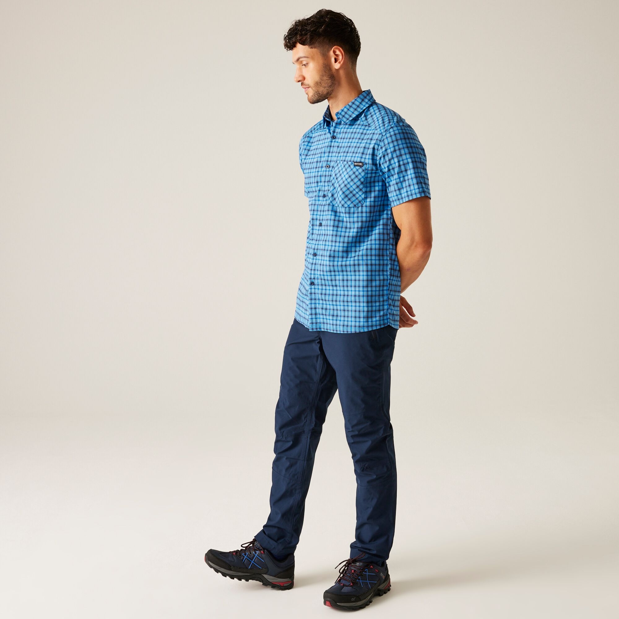 Men's Begarno Short Sleeve Shirt | Moonlight Denim Navy Check