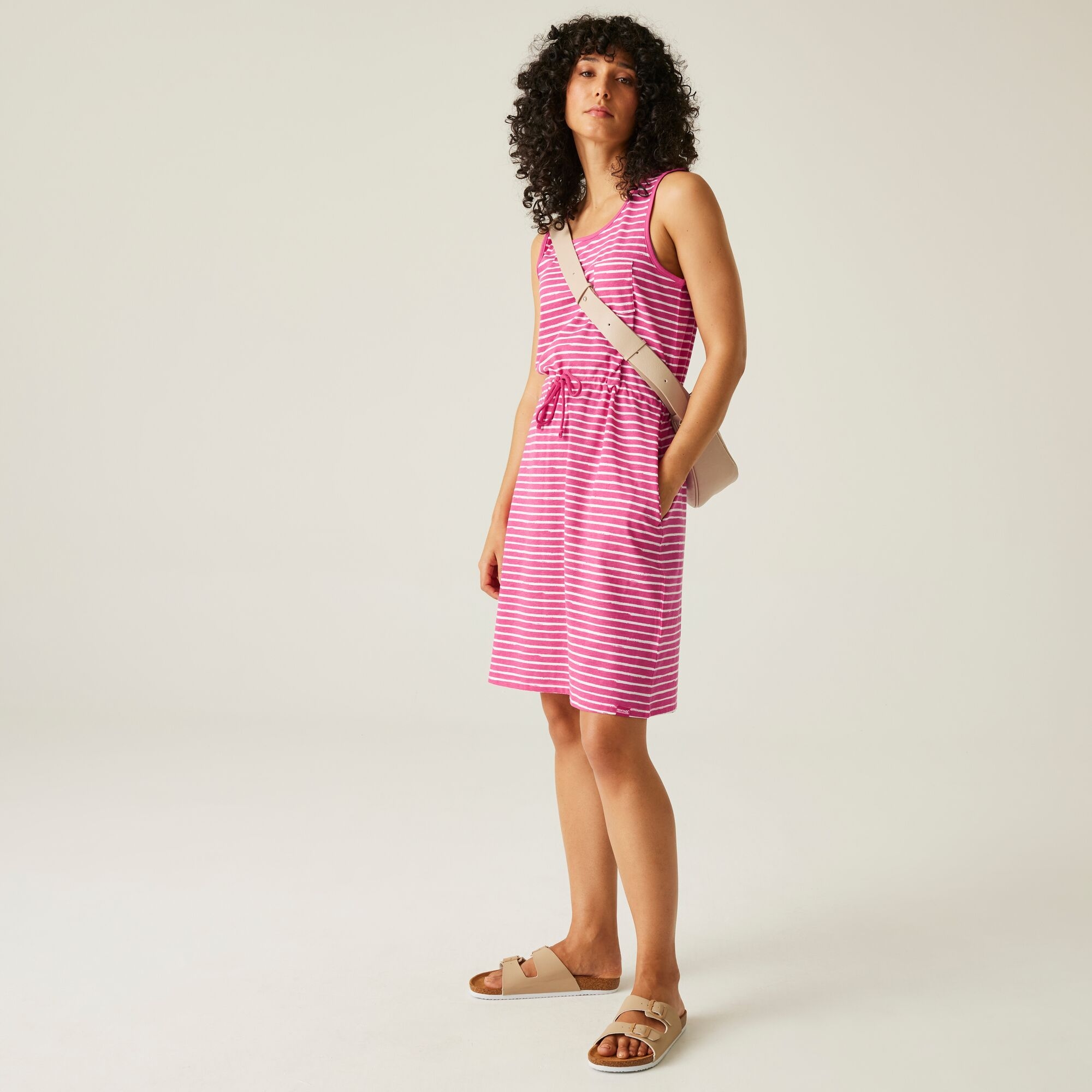 Women's Ariena Casual Dress | Pink Fusion White Painterly Stripe