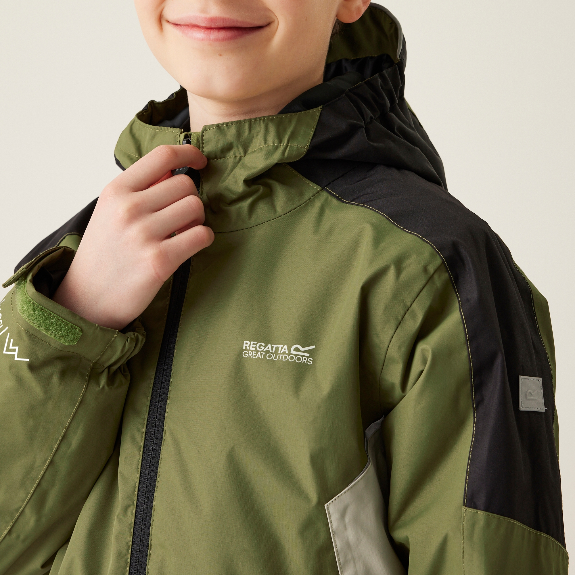 Kids' Hurdle V Waterproof Jacket | Nephrite Green Black Abbey Stone
