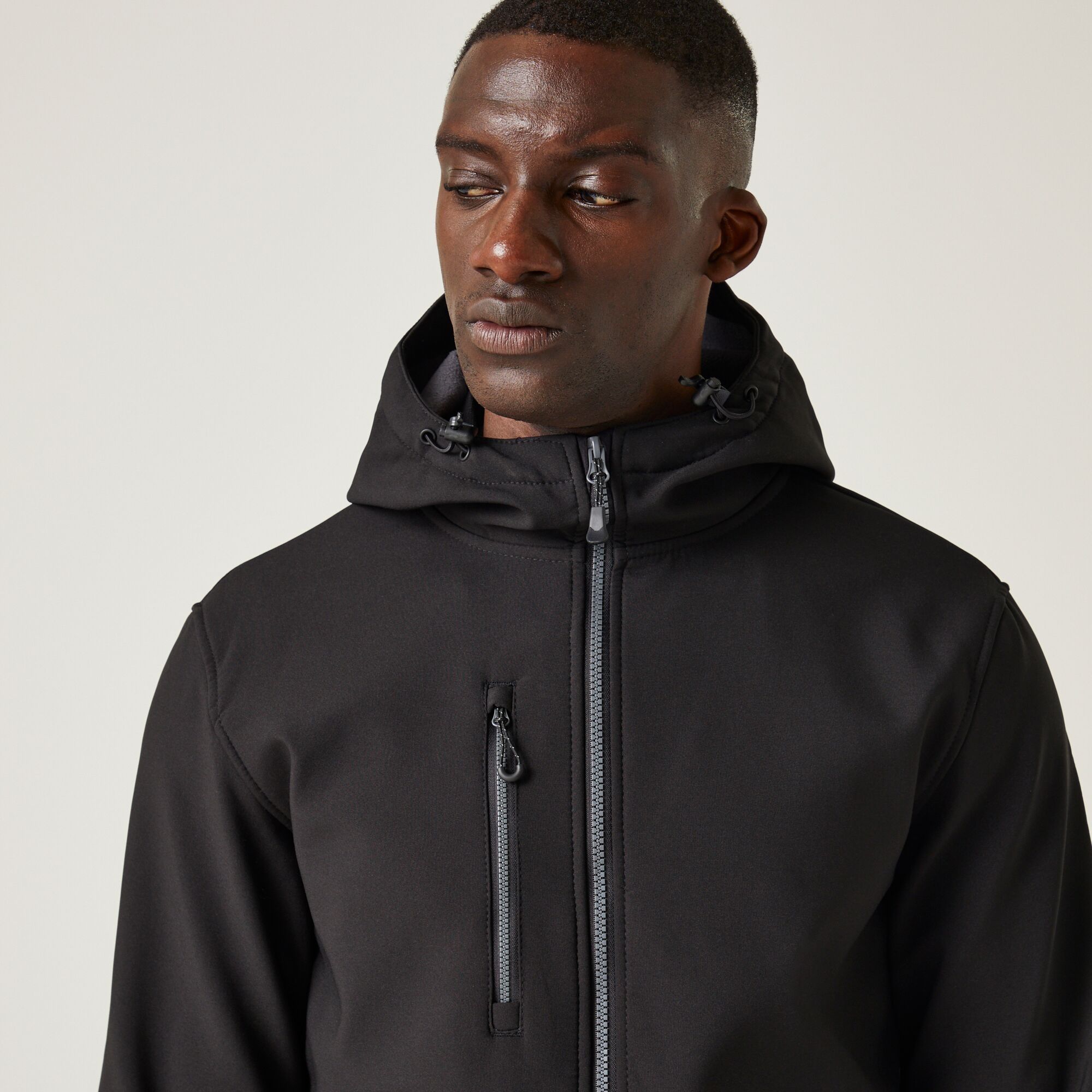 Men's Navigate 2 Layer Hooded Softshell Jacket | Black Seal Grey