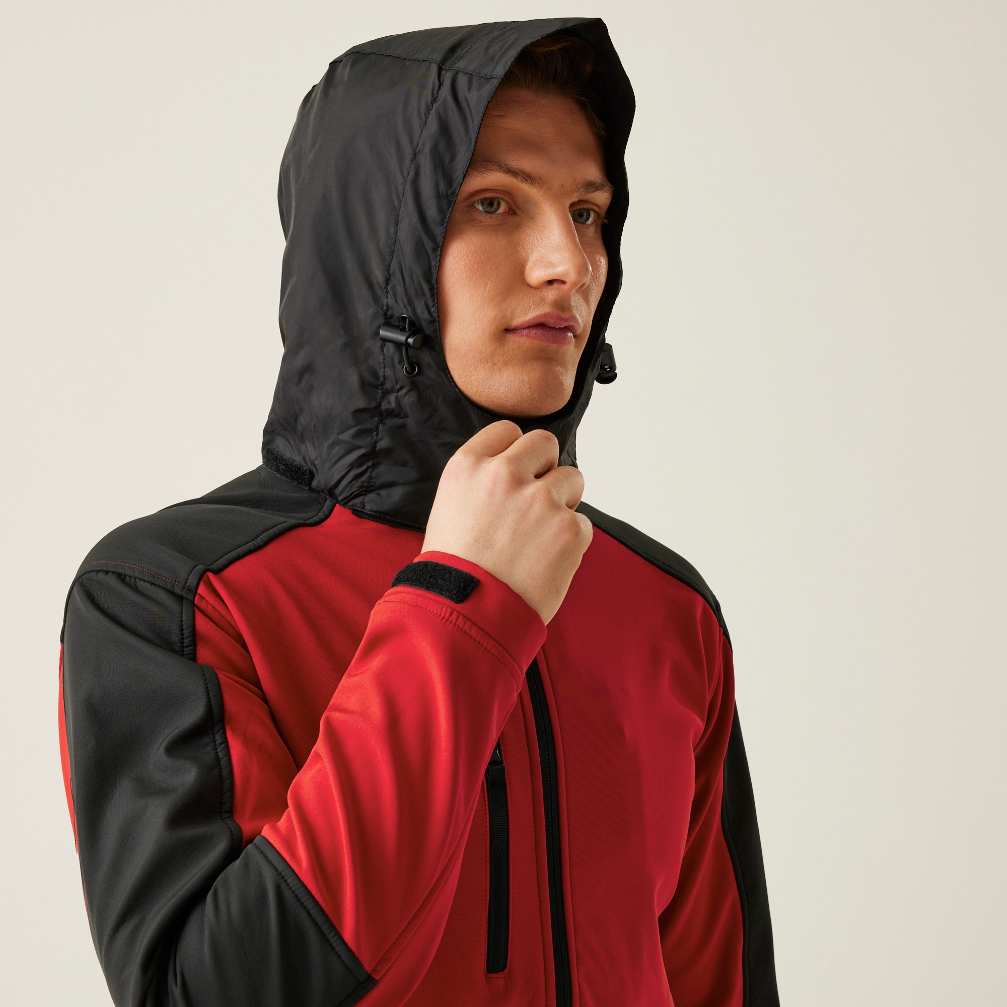 Men's Hydroforce 3 Layer Membrane Hooded Softshell Jacket | Classic Red Black
