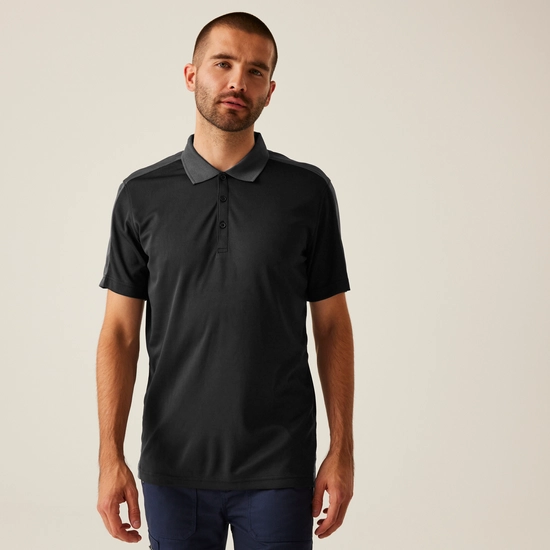 Men's Contrast Coolweave Quick Wicking Polo Shirt | Black Classic Red
