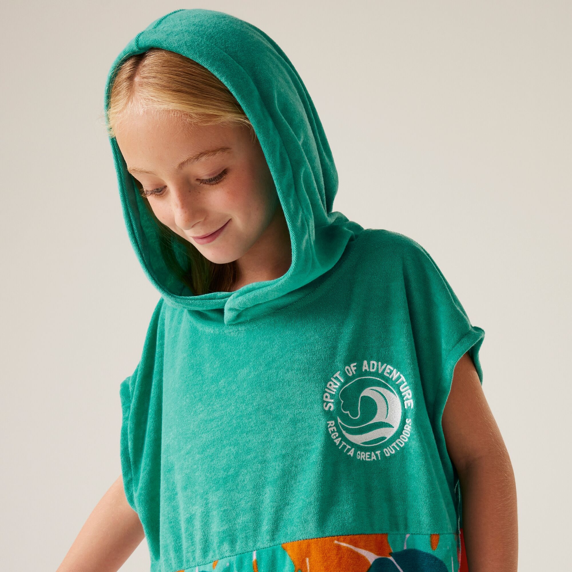 Kids' Towel Robe II | Turquoise/Tropical Leaf