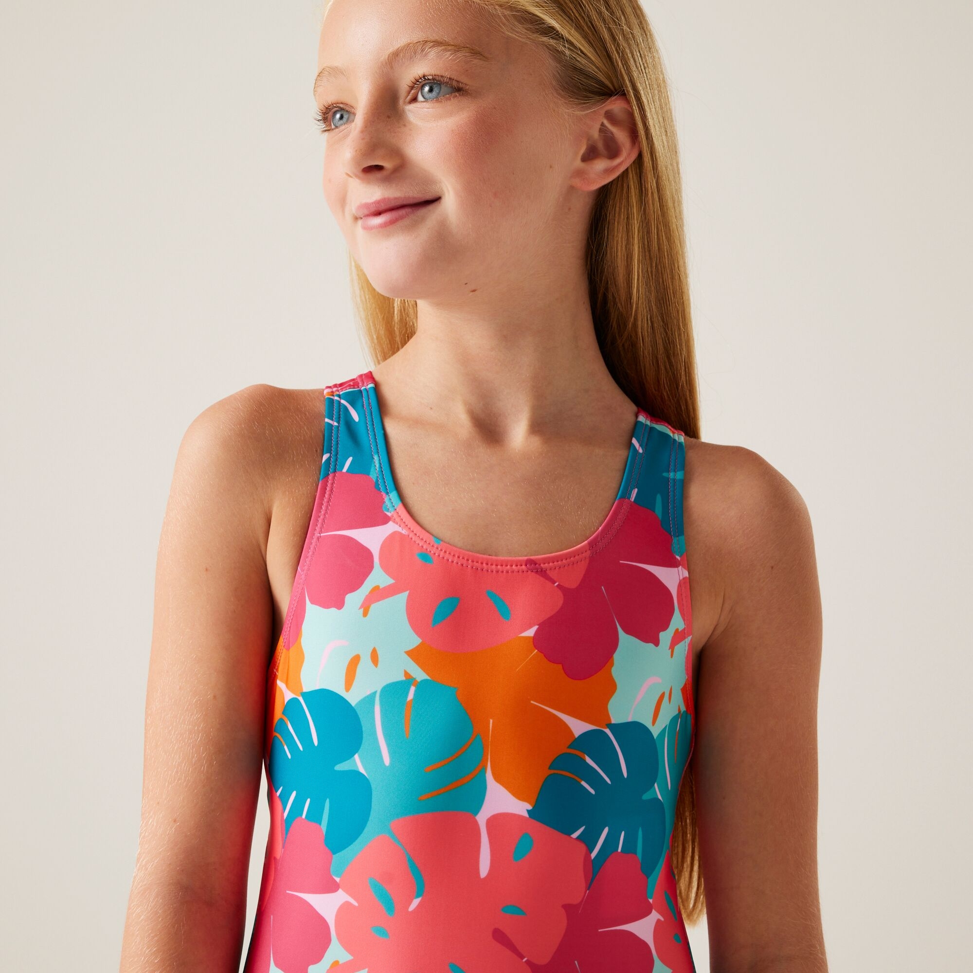 Kids' Katrisse Swimming Costume | Tropical Leaf Print