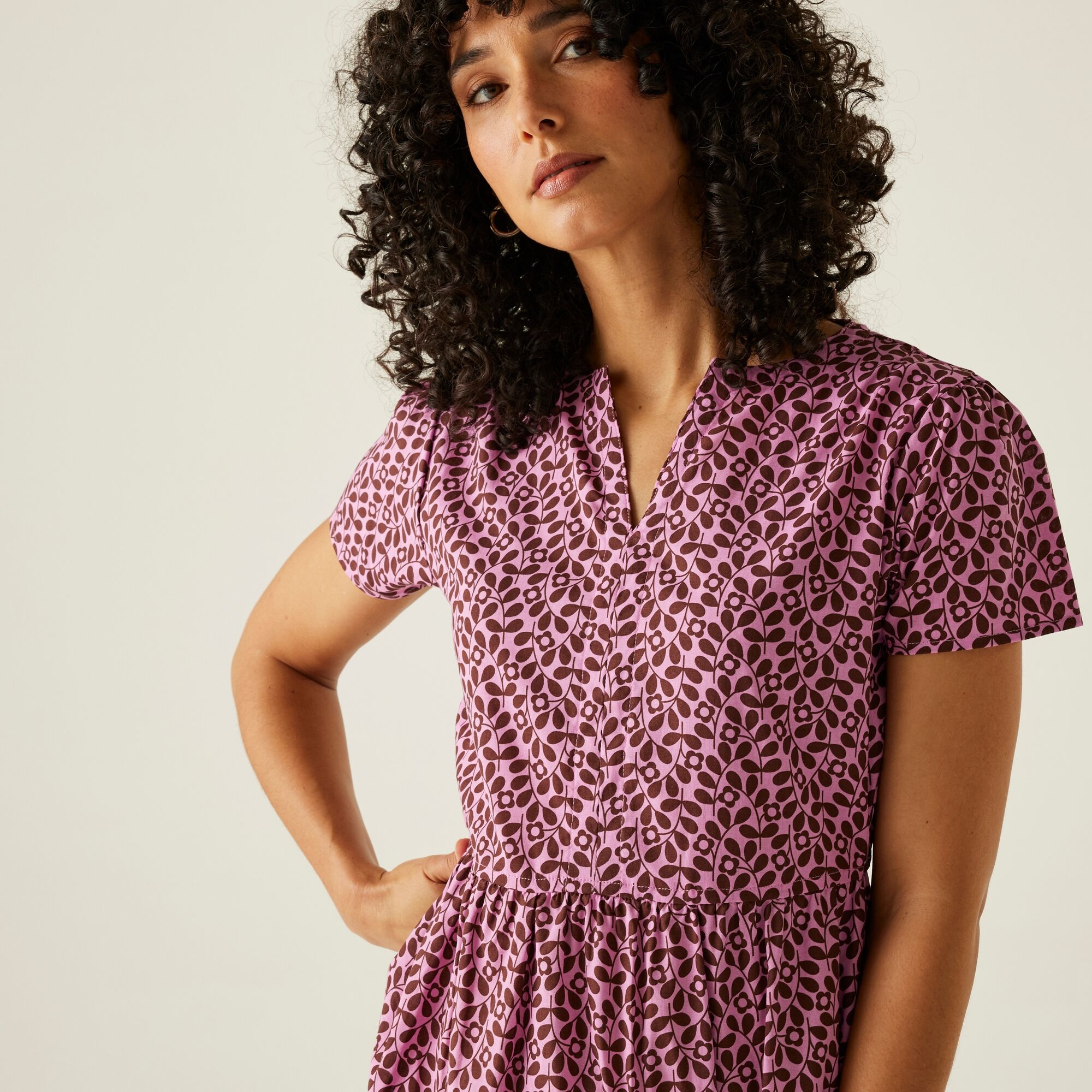 Orla Kiely Tiered Midi Dress | Jasmine Flower Lilac
