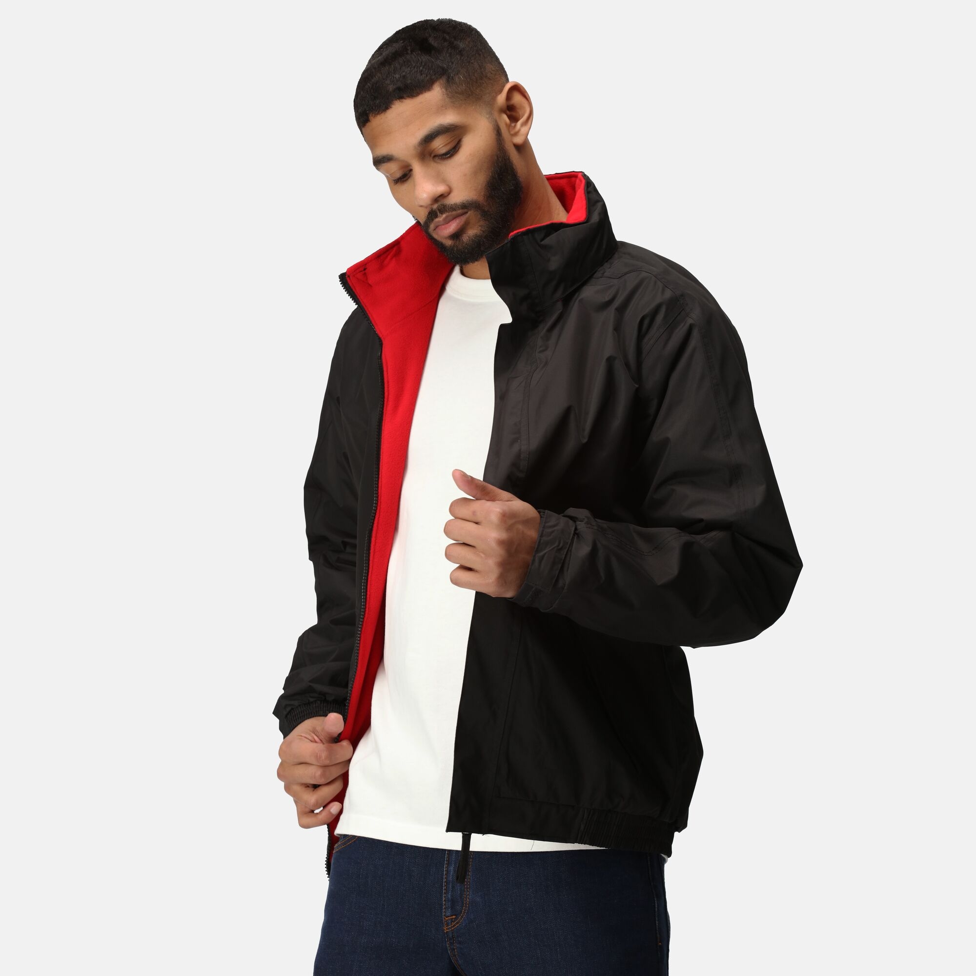 Men's Dover Fleece Lined Waterproof Insulated Bomber Jacket | Black Classic Red