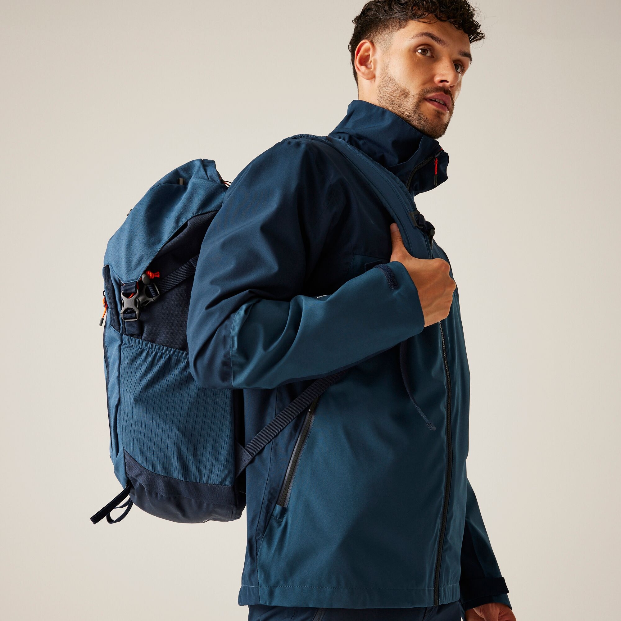 Men's Bosfield III Waterproof Jacket | Moonlight Denim Navy Tangerine Tango