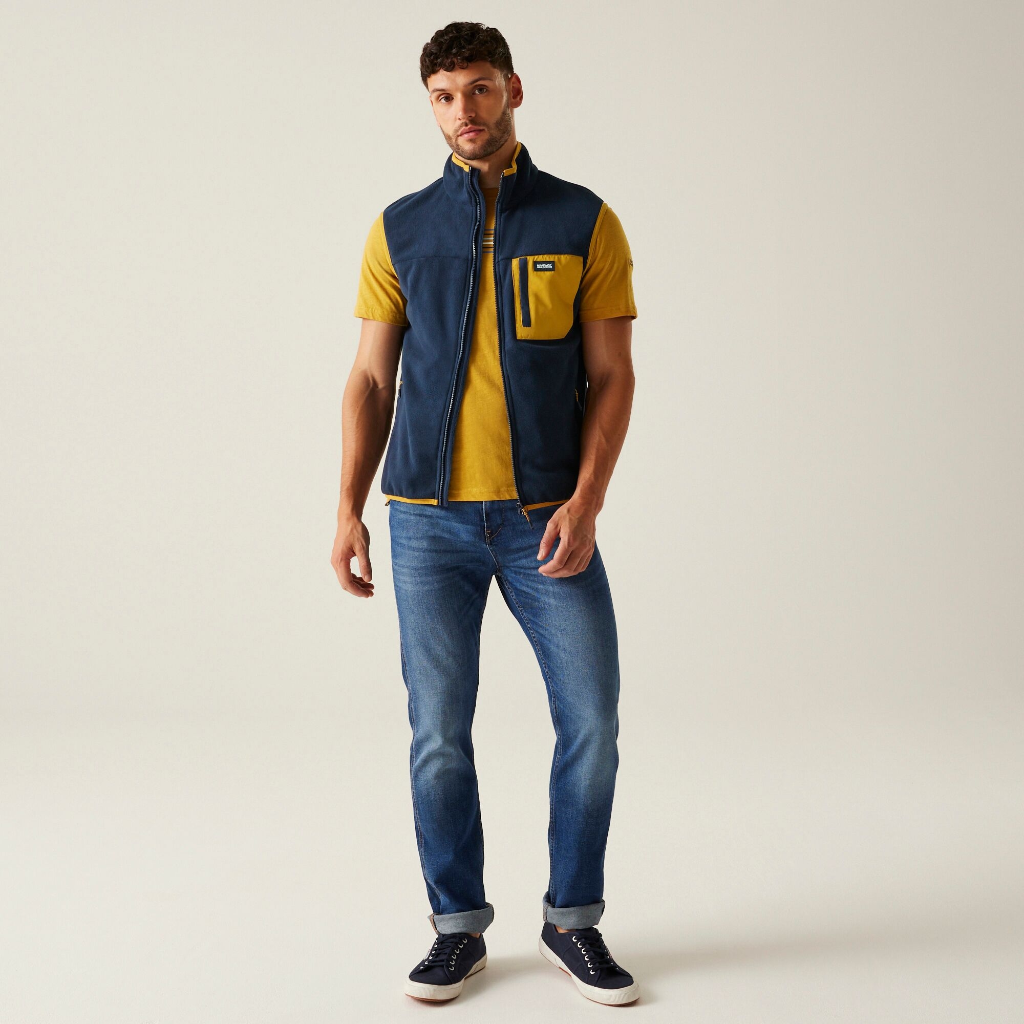 Men's Frankie Fleece Gilet | Navy Mustard