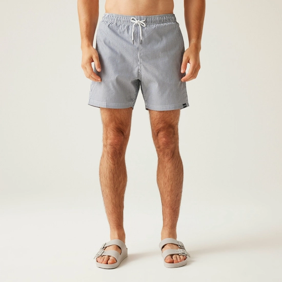 Men's Loras Swim Shorts | Navy Seersucker Stripe