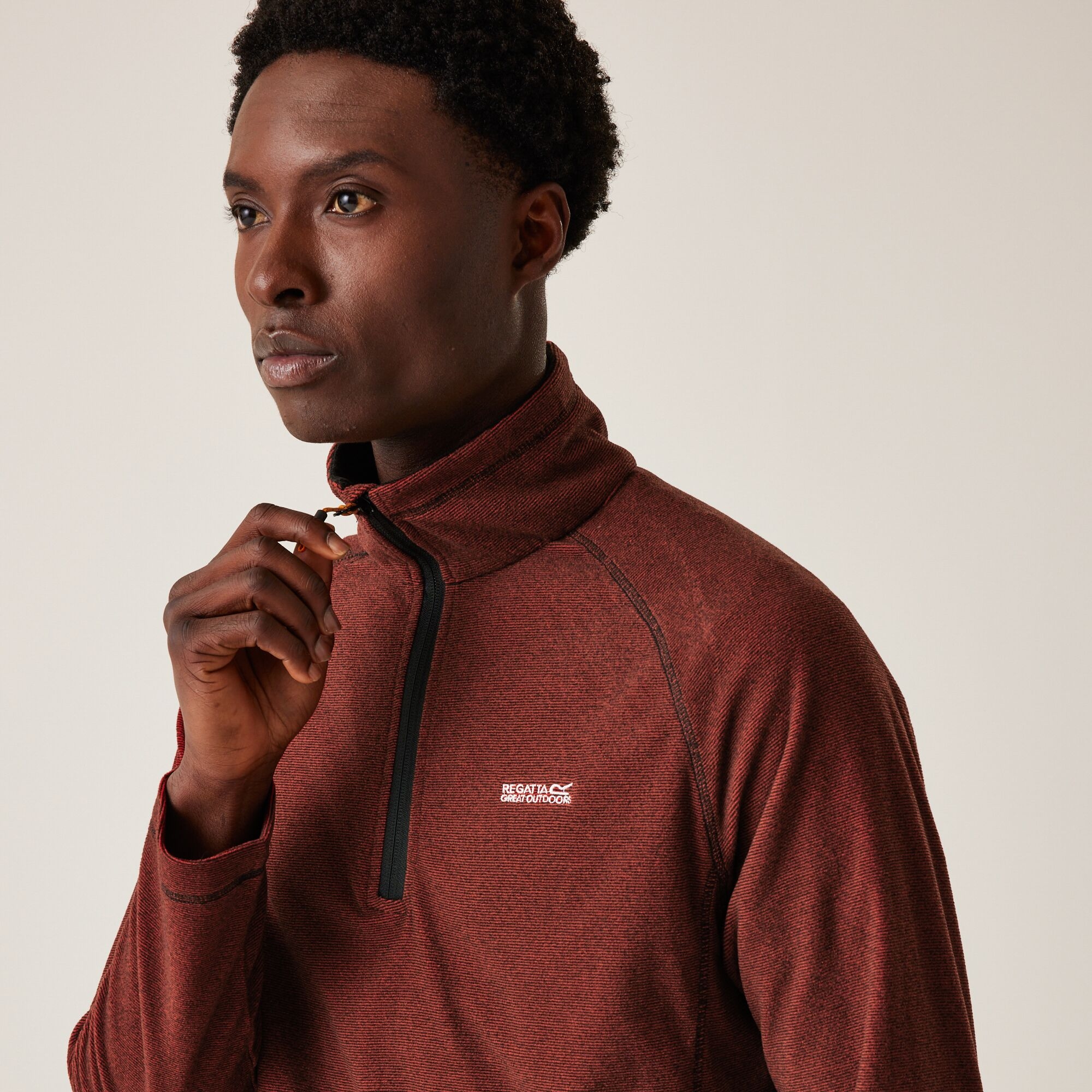 Men's Montes Lightweight Half Zip Fleece | Red Ochre Black