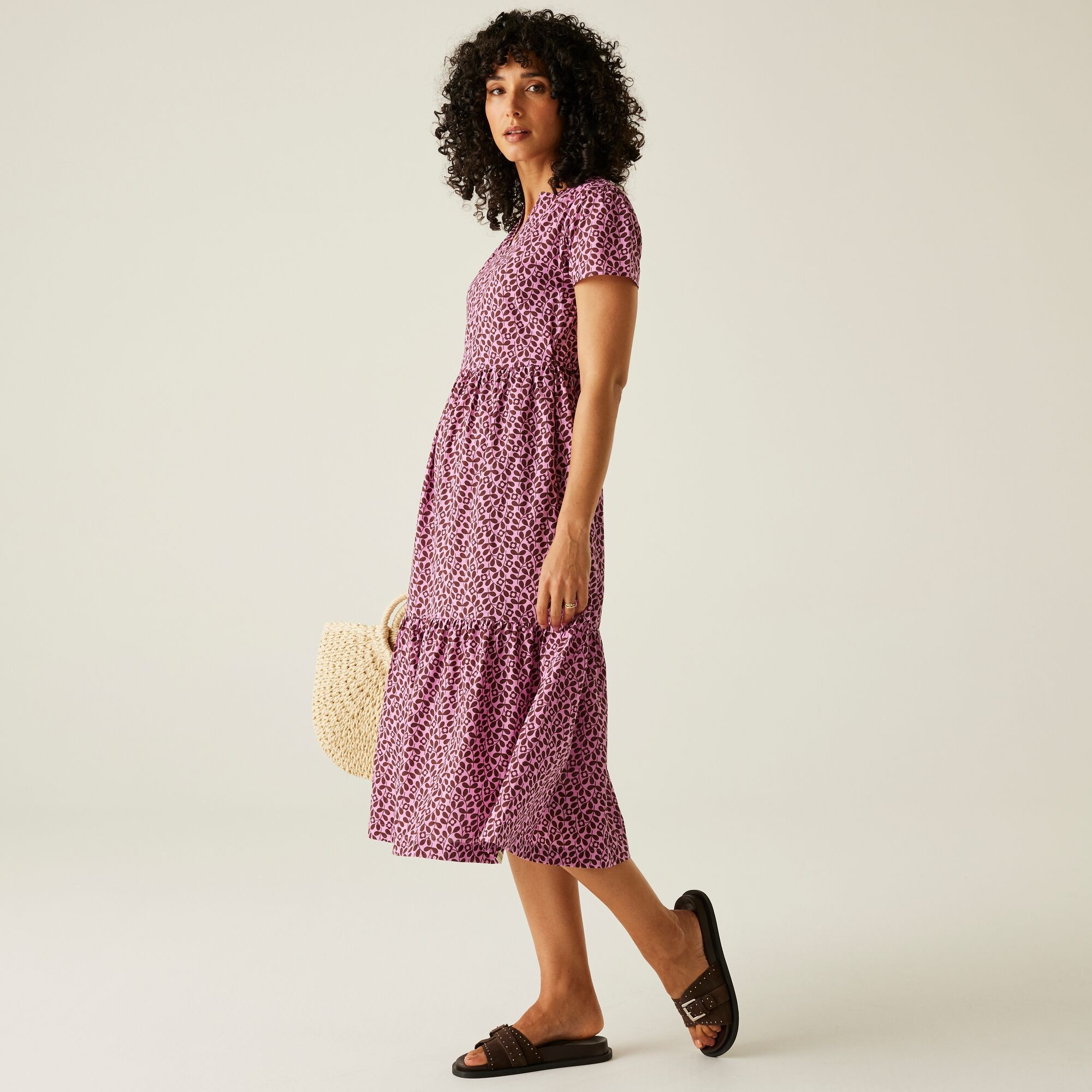 Orla Kiely Tiered Midi Dress | Jasmine Flower Lilac