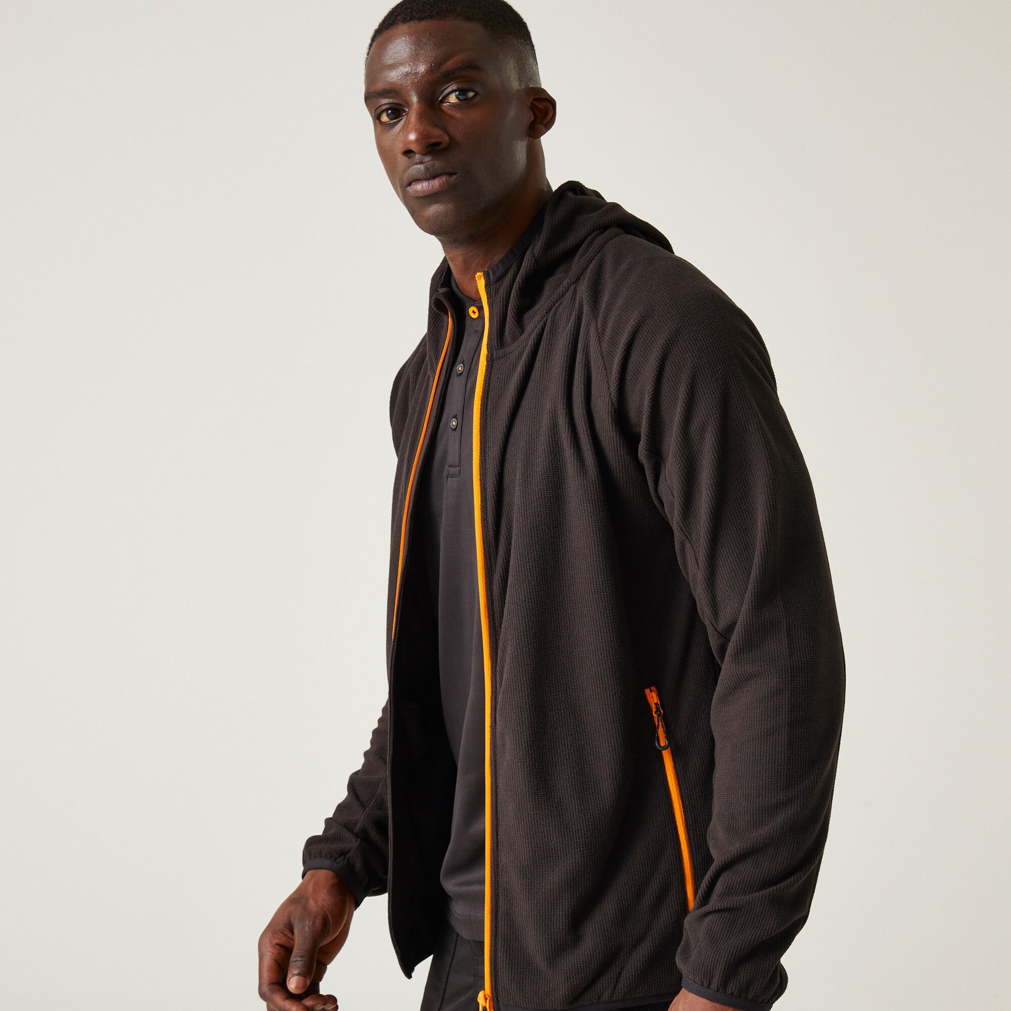 Men's Navigate Full-Zip Fleece | Black Orange Pop