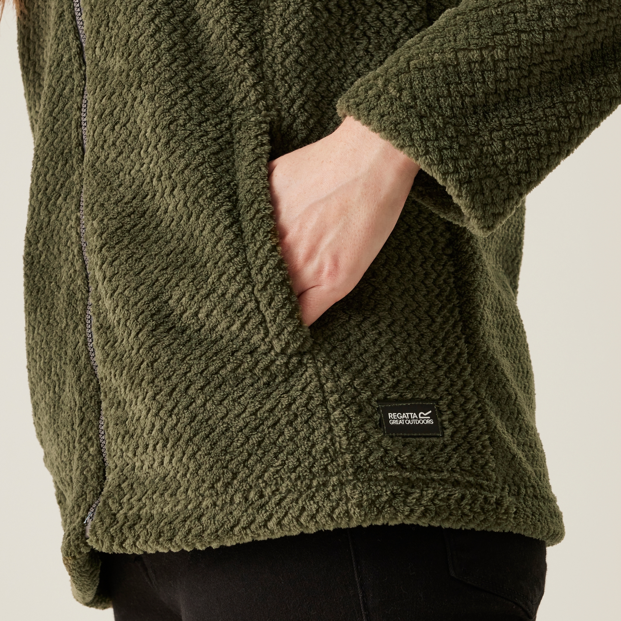 Women's Heidy Fluffy Full Zip Fleece | Dark Khaki