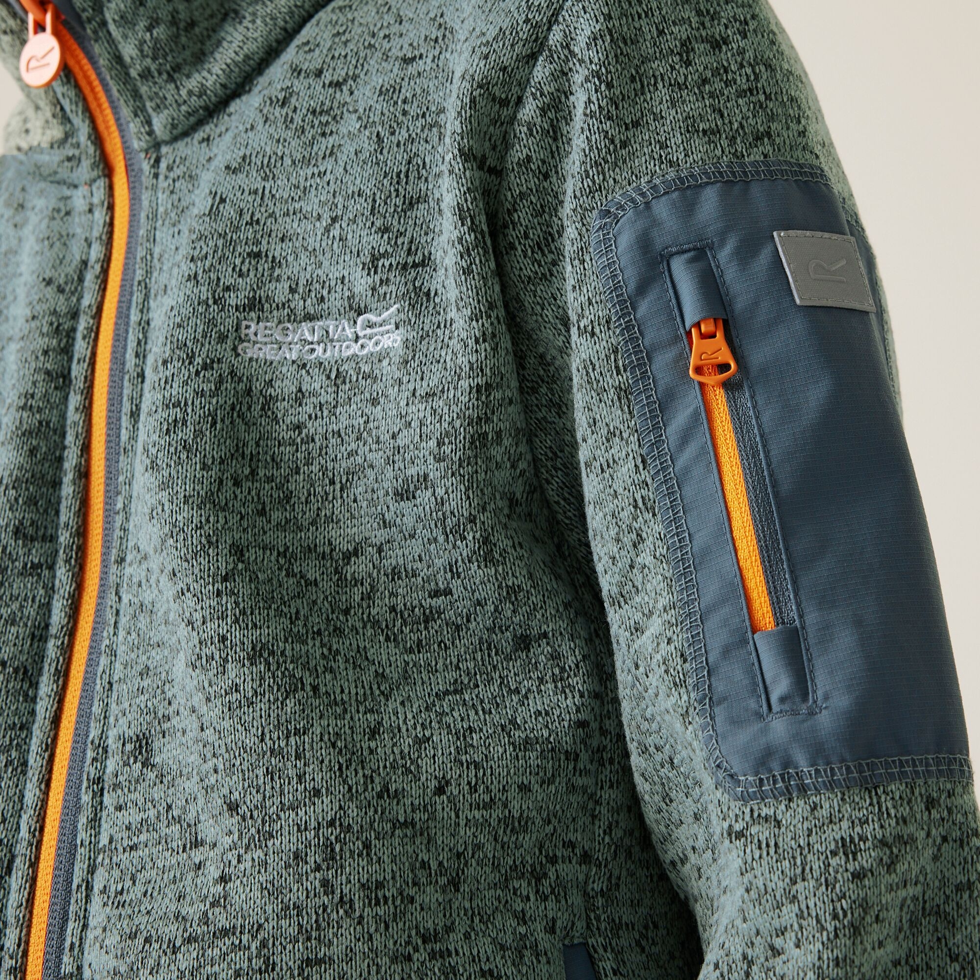 Kids' Newhill Full Zip Fleece | Glacier Stormy Weather Bright Marigold