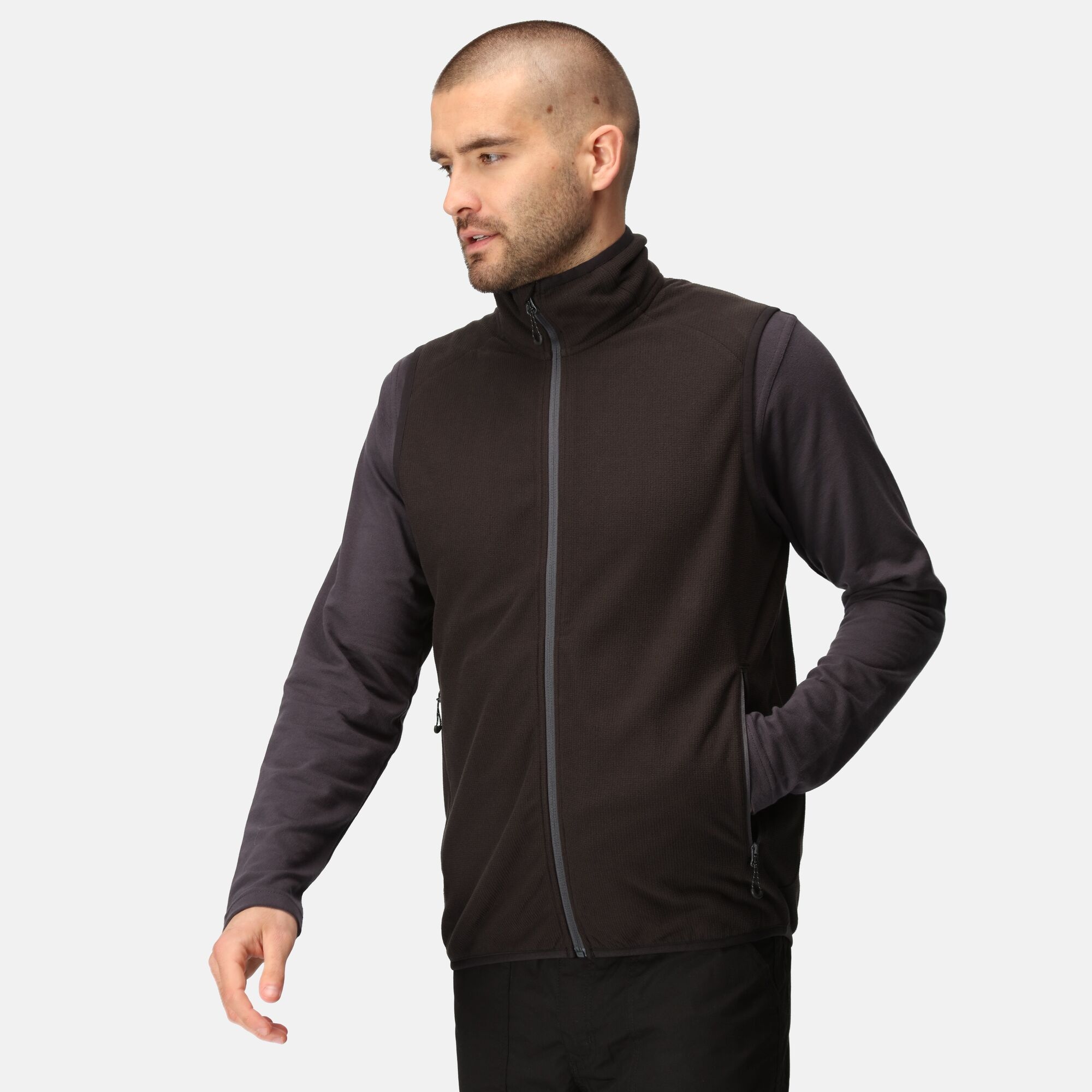 Men's Navigate Fleece Bodywarmer | Black Seal Grey