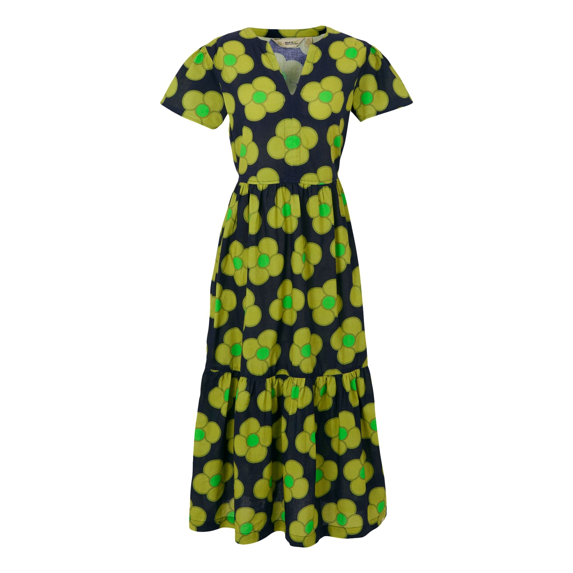 Orla Kiely Tiered Midi Dress | Spinning Flower Navy