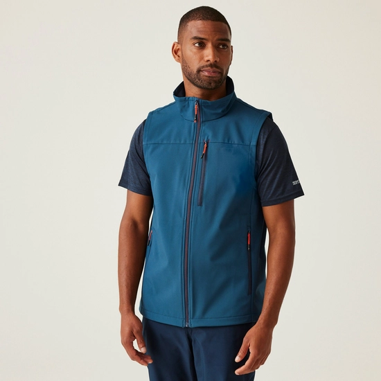 Men's Arana Softshell Gilet | Moonlight Denim Tangerine Tango