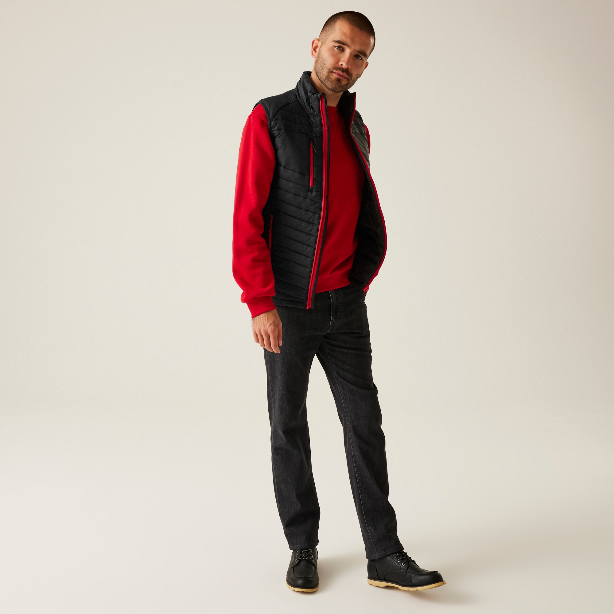Men's Navigate Hybrid Bodywarmer | Black Classic Red