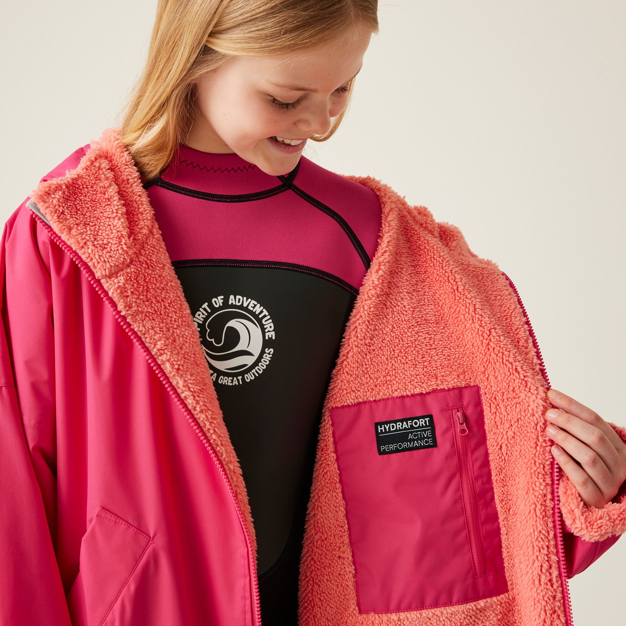 Junior Waterproof Changing Robe | Pink Potion Shell Pink