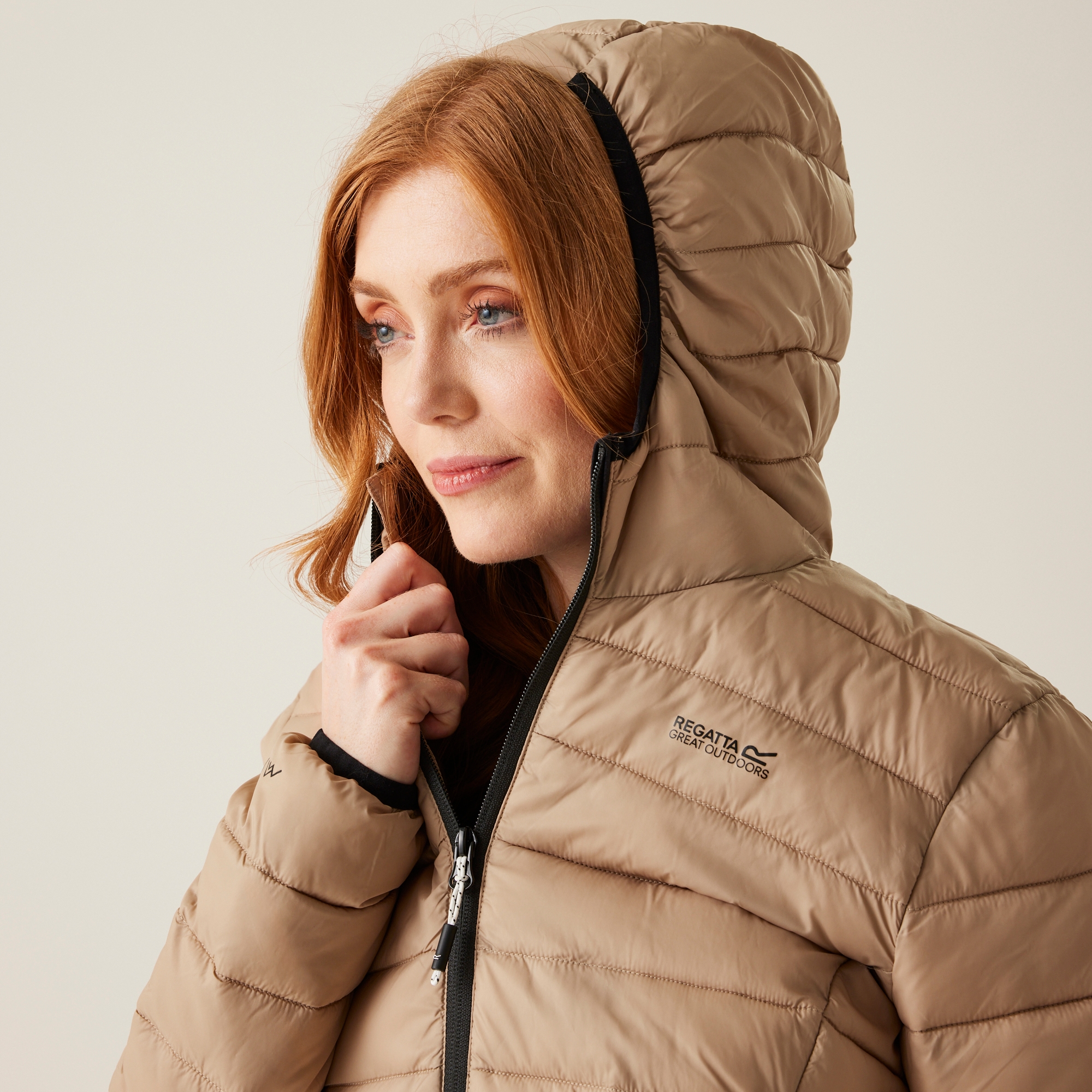 Women's Hooded Marizion Quilted Jacket | Warm Taupe Bueno