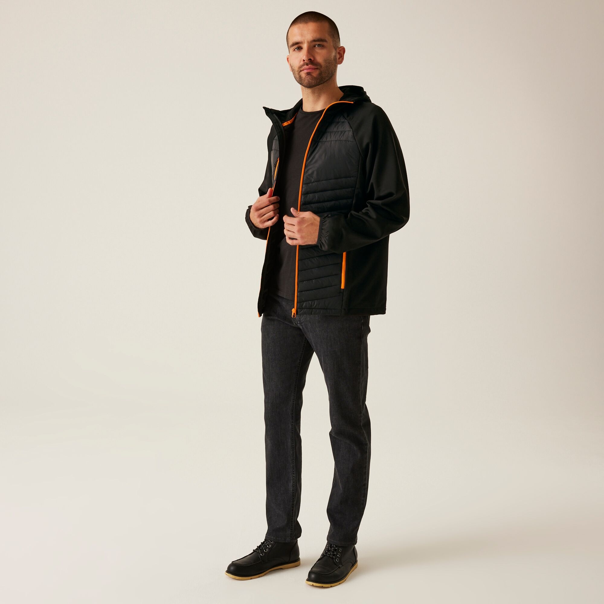 Men's Navigate Hybrid Jacket | Black Orange Pop