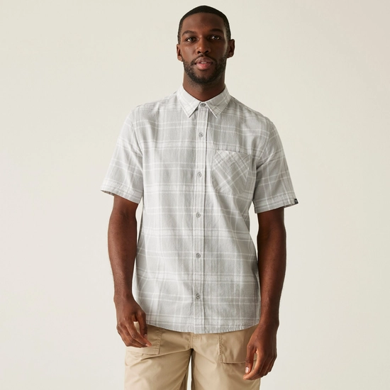 Men's Loran Short Sleeve Shirt | Silver Grey Check