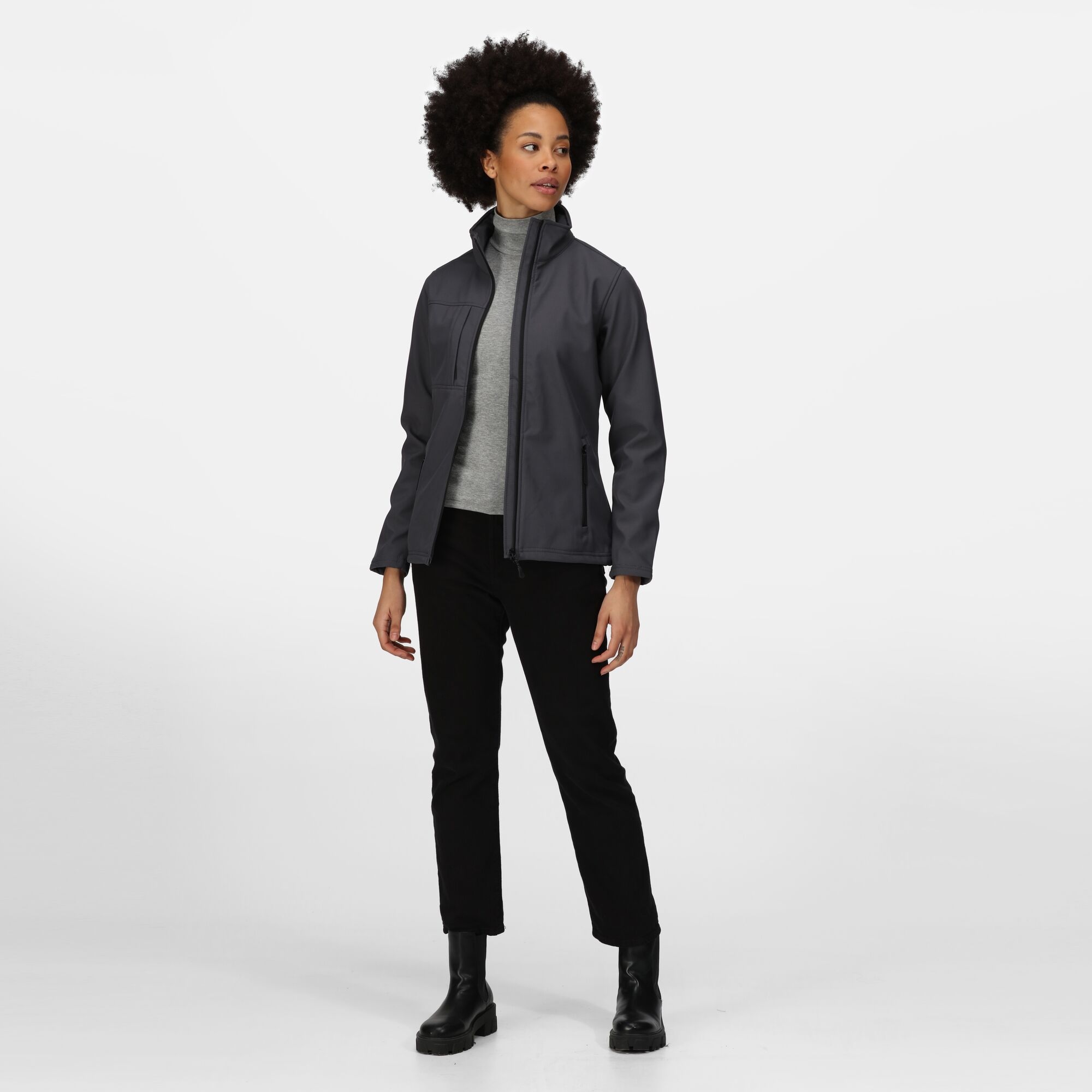 Women's Octagon II Printable 3 Layer Membrane Softshell Jacket | Seal Grey Black