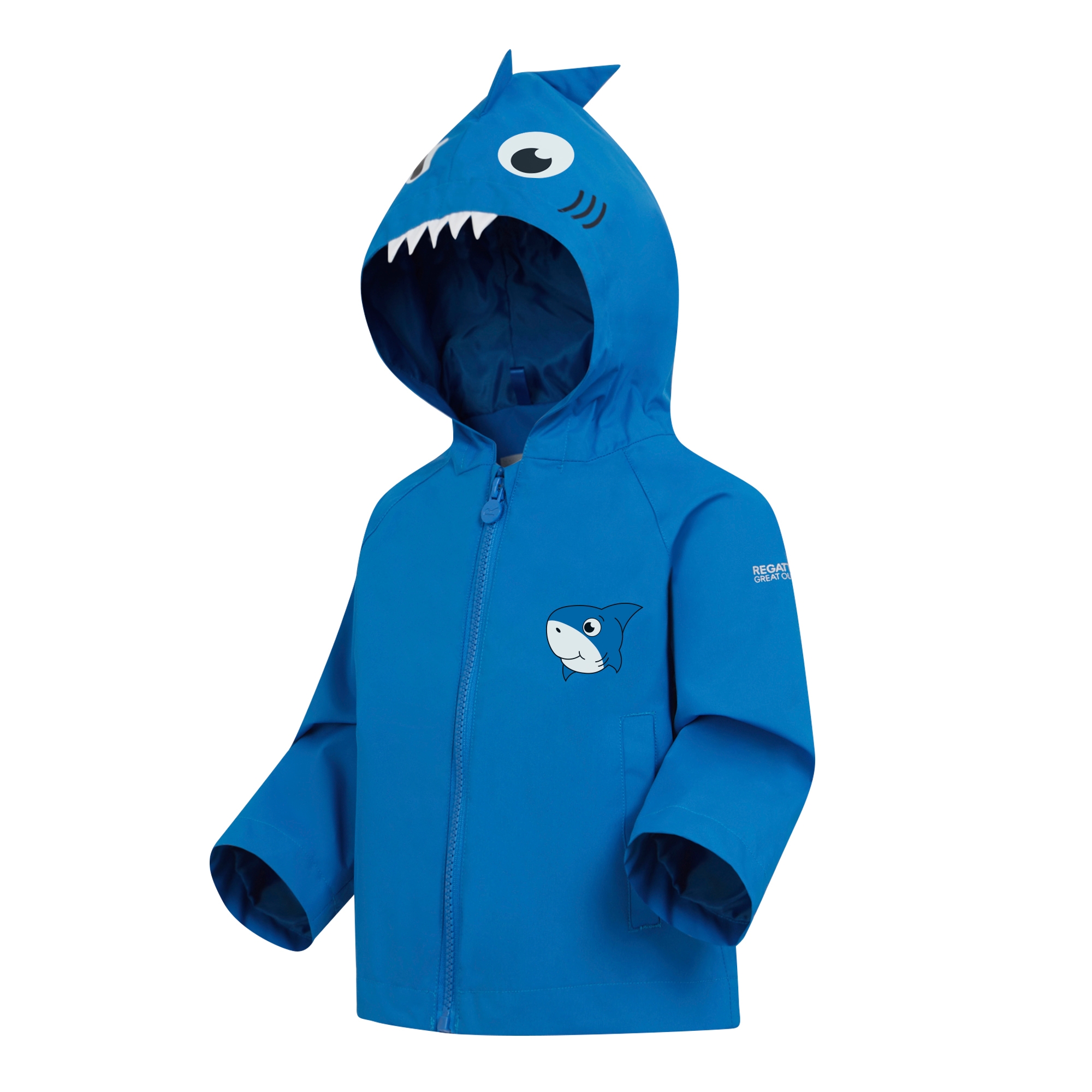 Kids' Animal Waterproof Jacket | Bubbles The Shark Hawaiian Blue