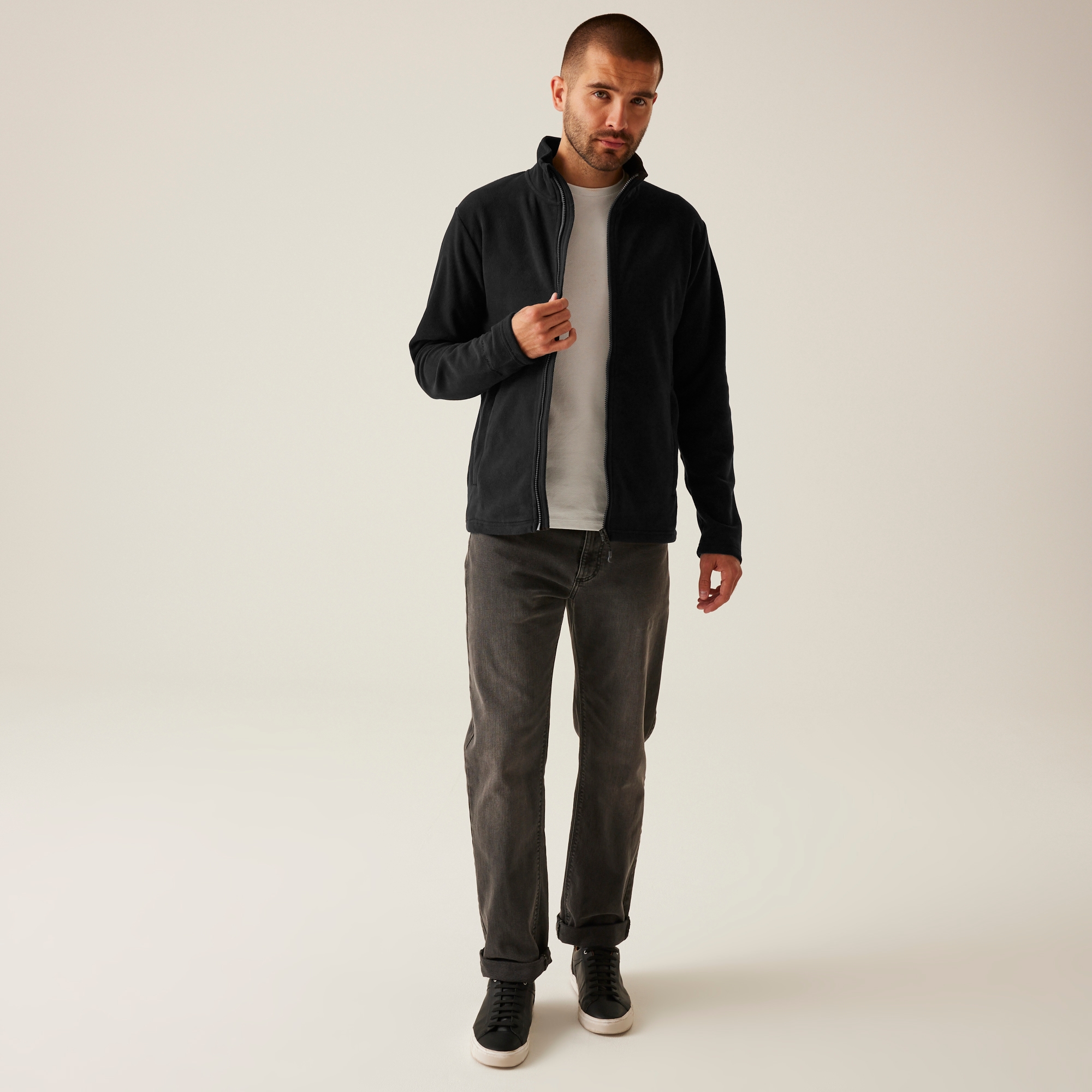 Men's Honestly Made Recycled Full Zip Microfleece | Black