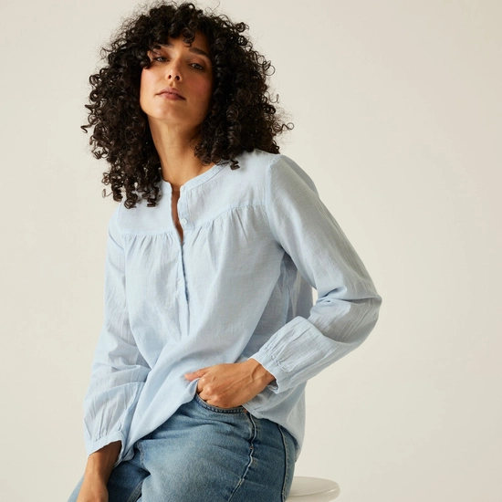 Women's Natine Lightweight Shirt | Chambray Blue Ticking Stripe