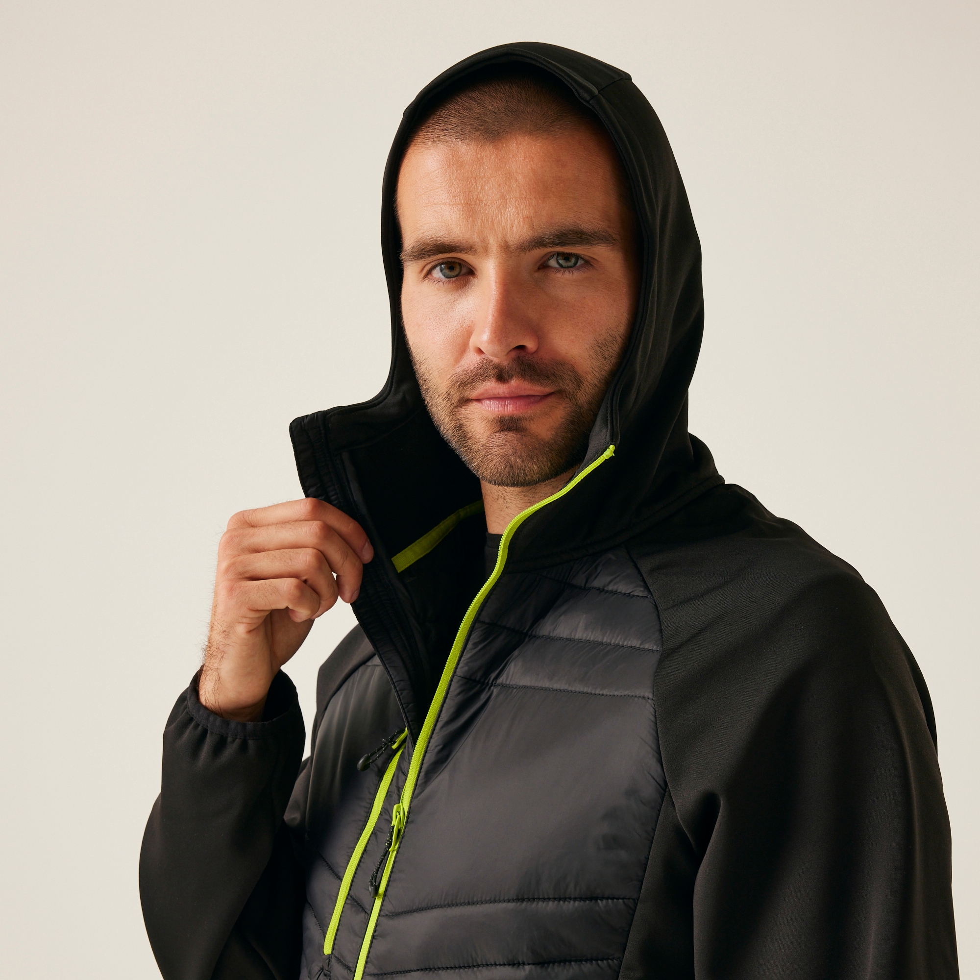 Men's Navigate Hybrid Jacket | Black Lime Green