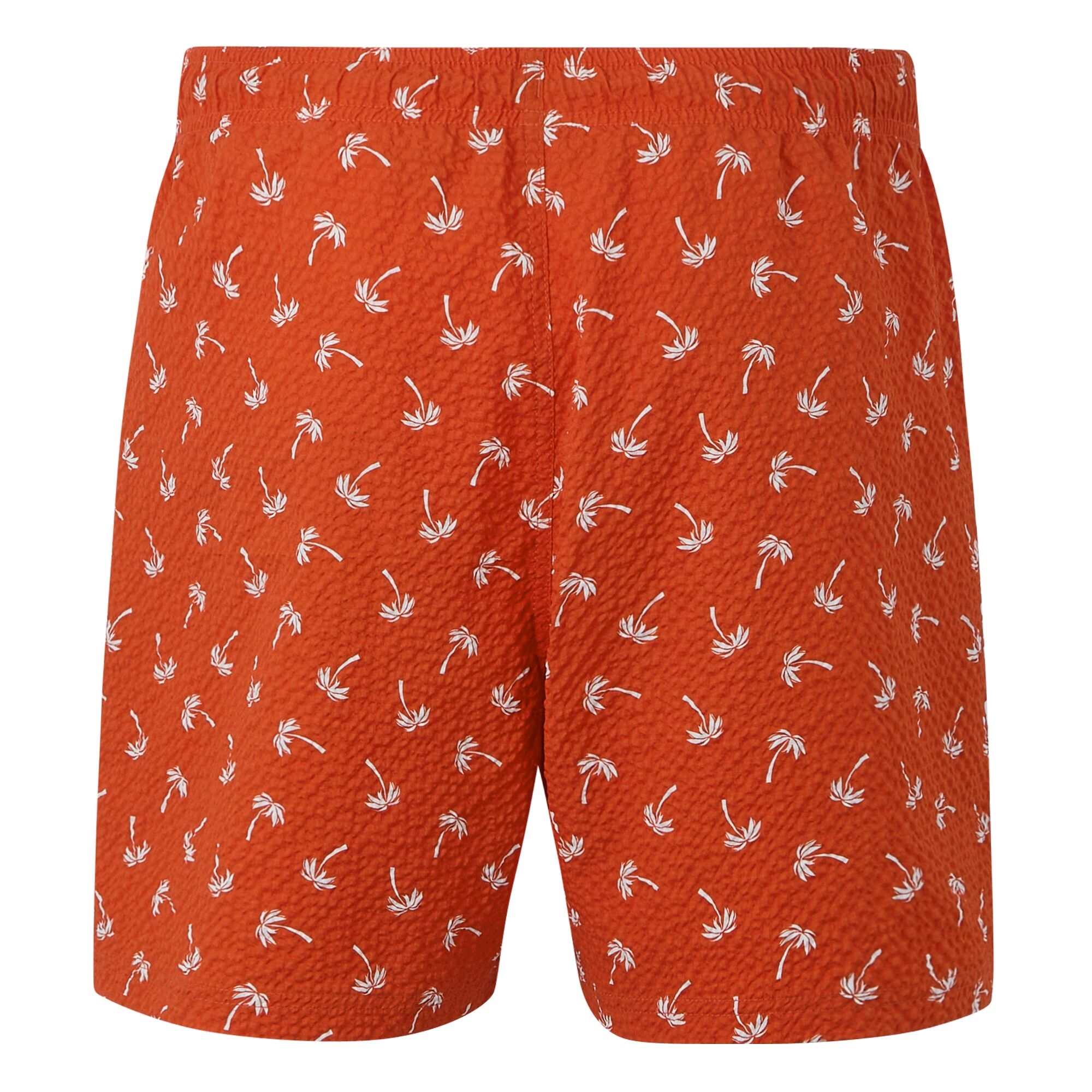 Men's Loras Swim Shorts | Poppy Red Palm Seersucker Co-Ord