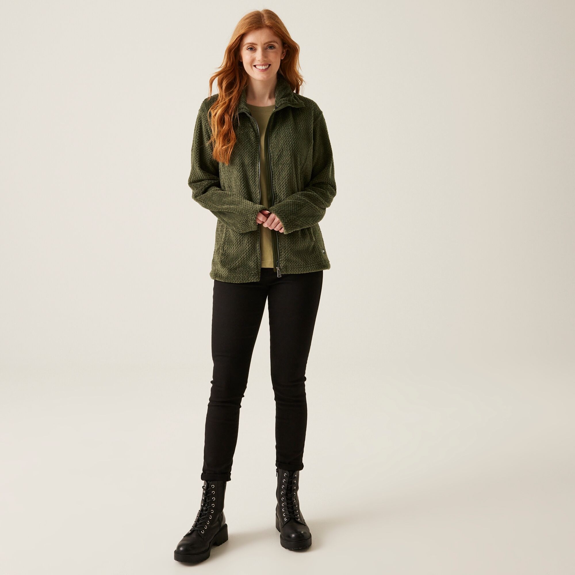 Women's Heidy Fluffy Full Zip Fleece | Dark Khaki