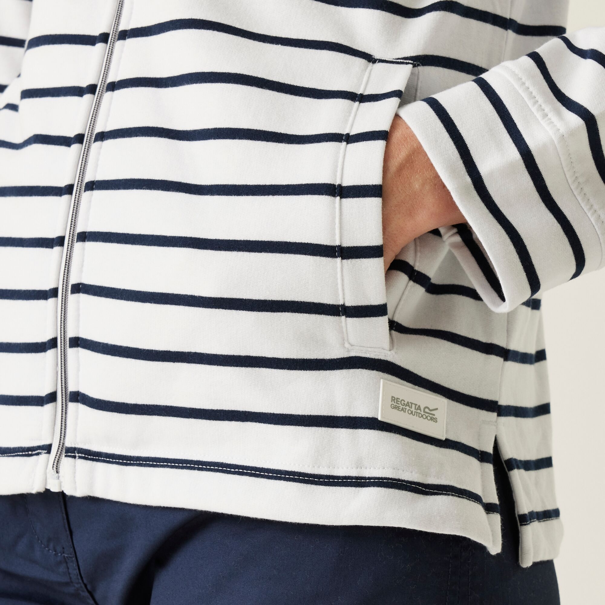 Women's Bayletta II Full Zip Hoody | White Navy Stripe