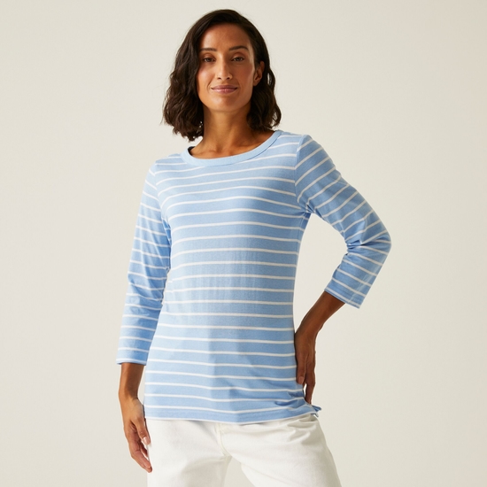 Women's Bayletta II 3/4 Sleeve Top  | Chambray Blue White Stripe